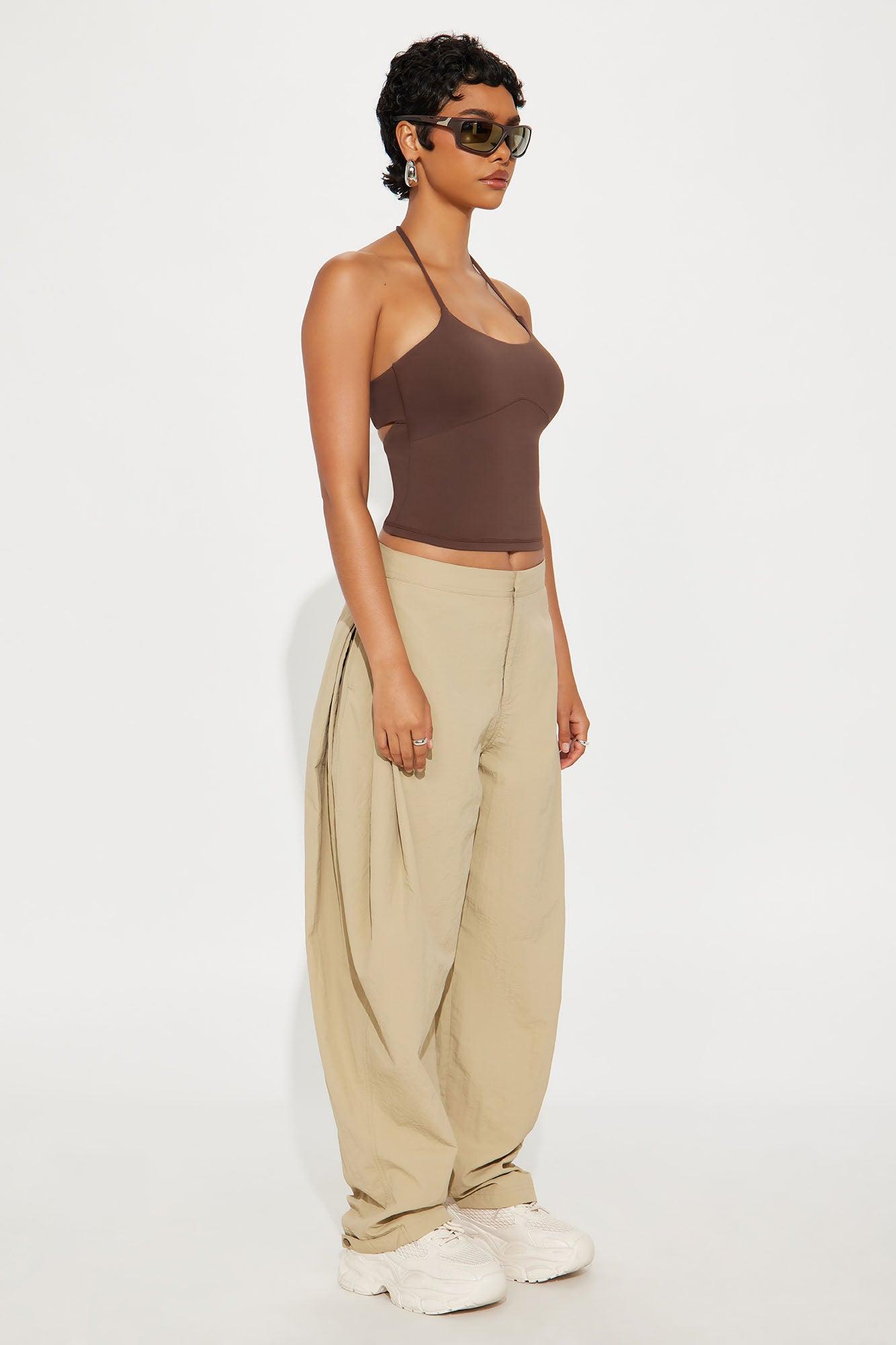 Second Skin Double Lined Cut Out Halter Top - Chocolate Female Product Image