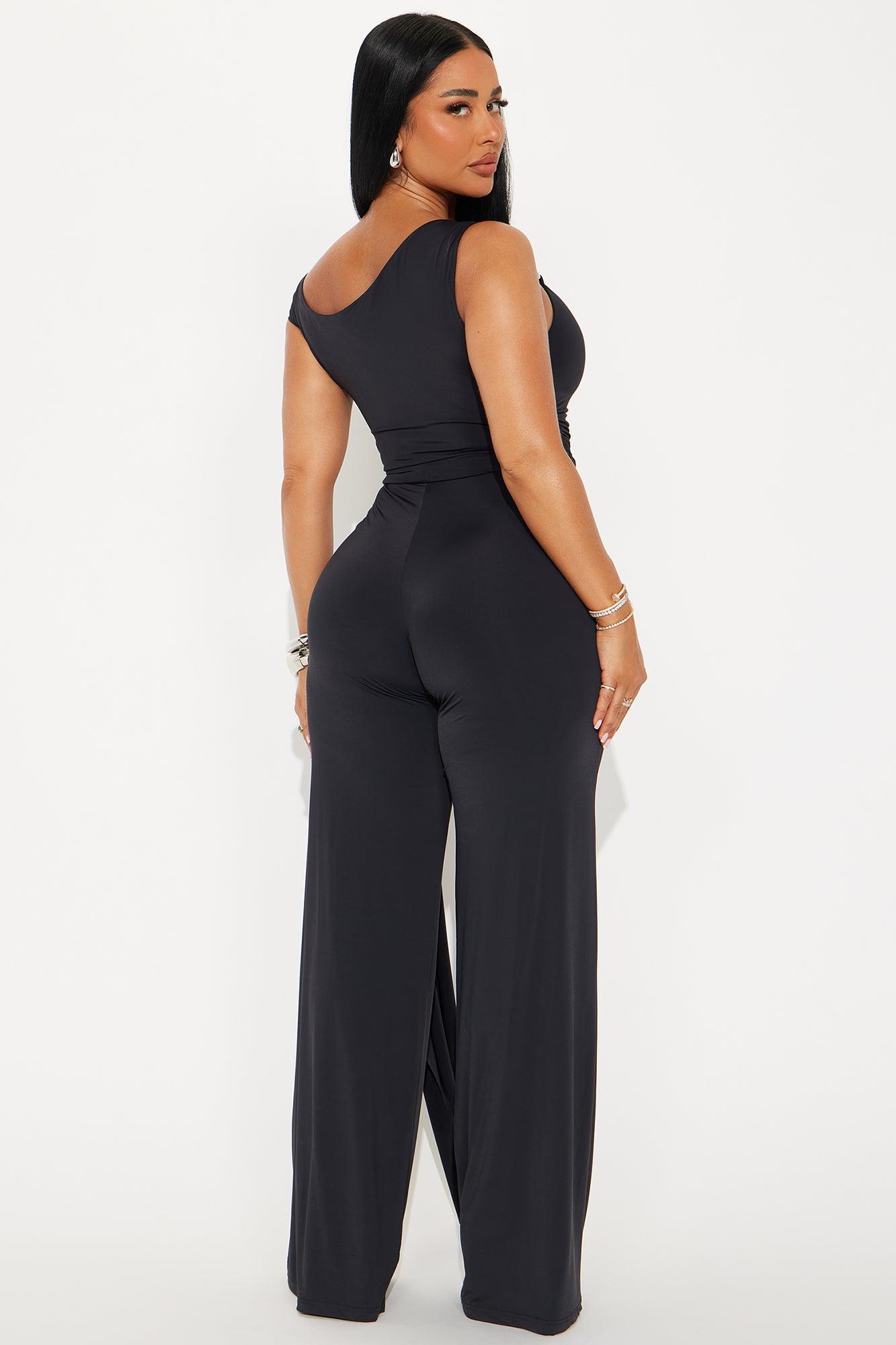 Don't Forget Me Draped Wide Leg Jumpsuit - Black Female Product Image