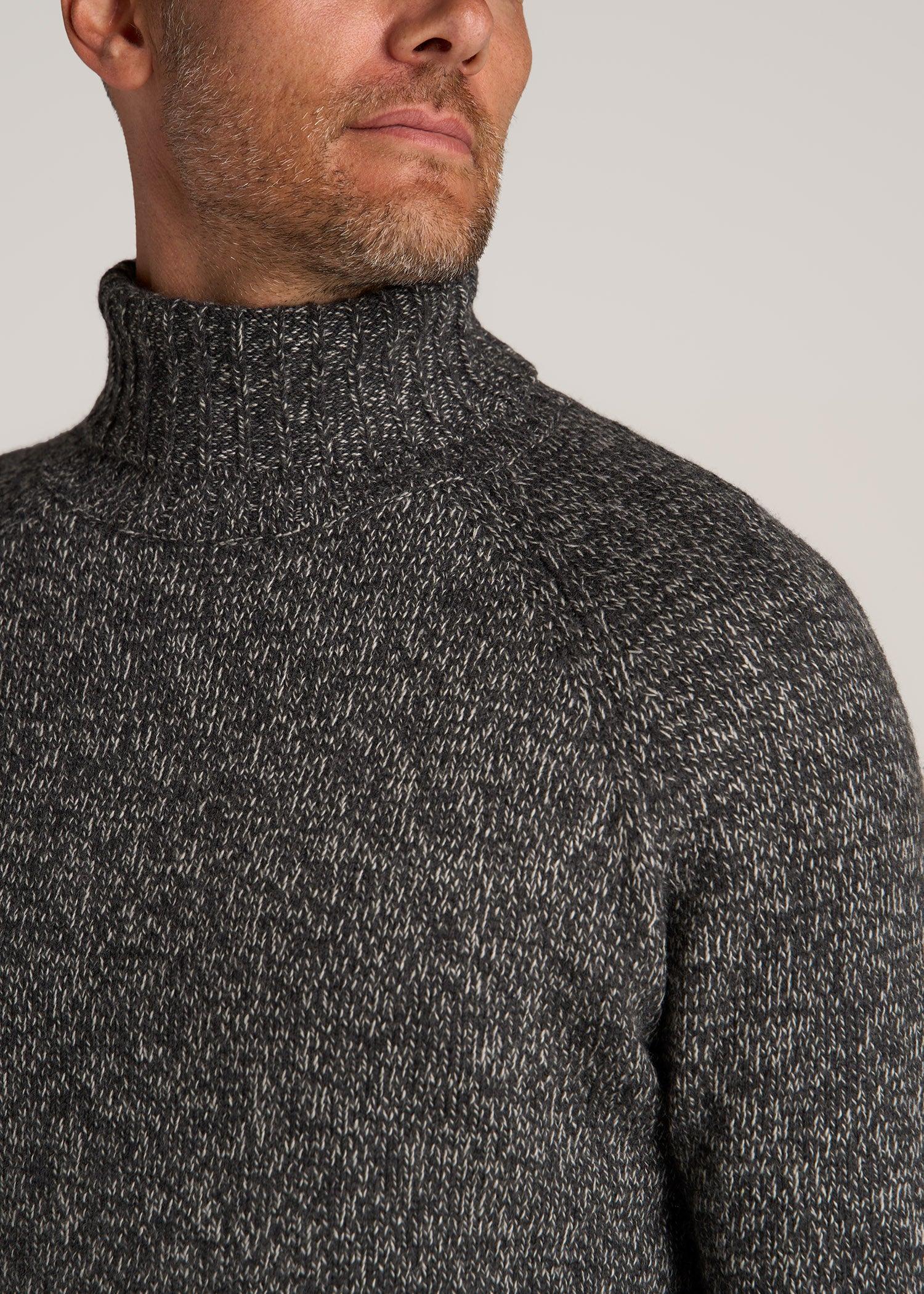 Wool Blend Marled Men's Tall Turtleneck in Charcoal Multi Product Image