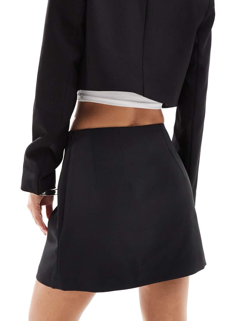 ASOS DESIGN tailored high waist mini skirt in black Product Image