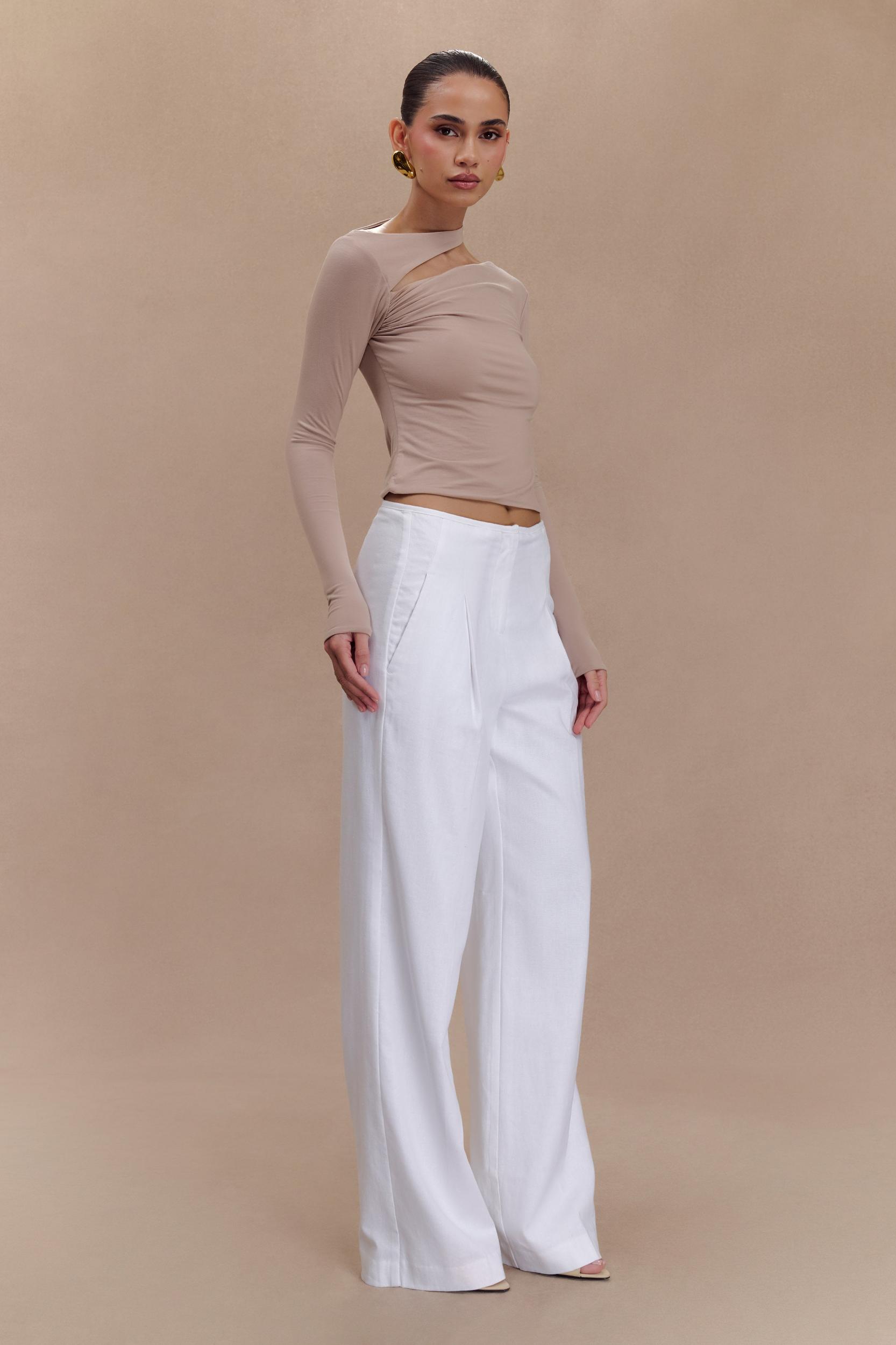 Sasha Modal Long Sleeve Top With Cut Out - Mushroom Product Image