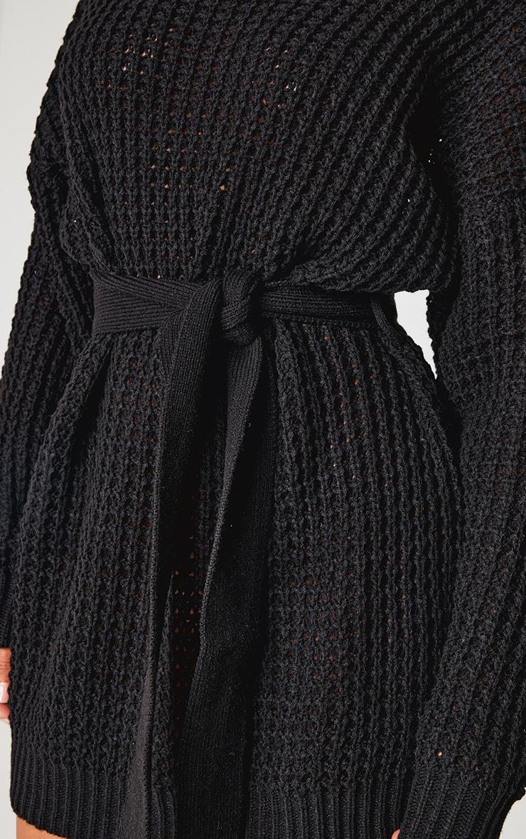 Petite Black Touch Belted Knit Sweater Dress Product Image