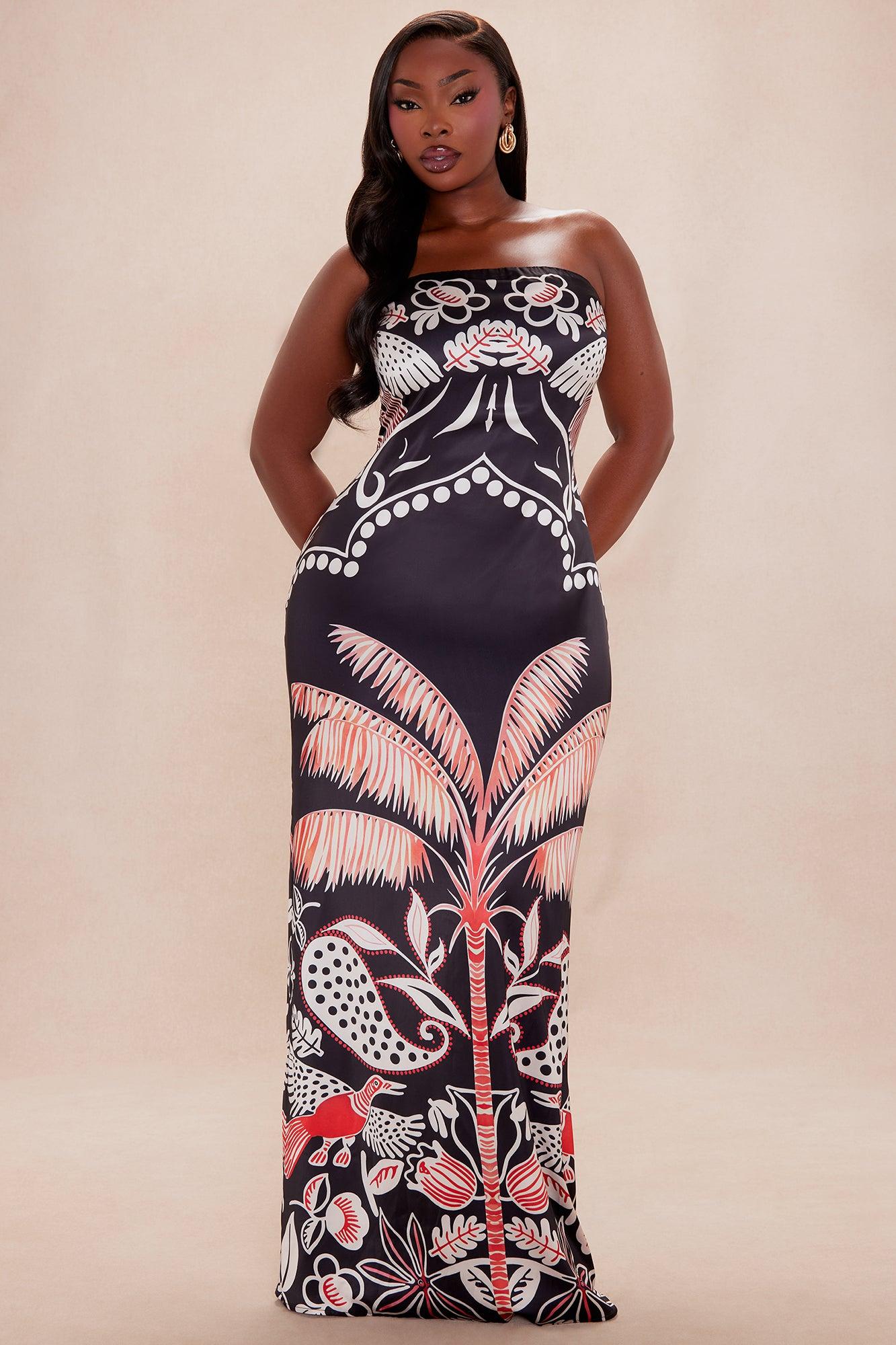 Azura Satin Maxi Dress - Black/combo Female Product Image