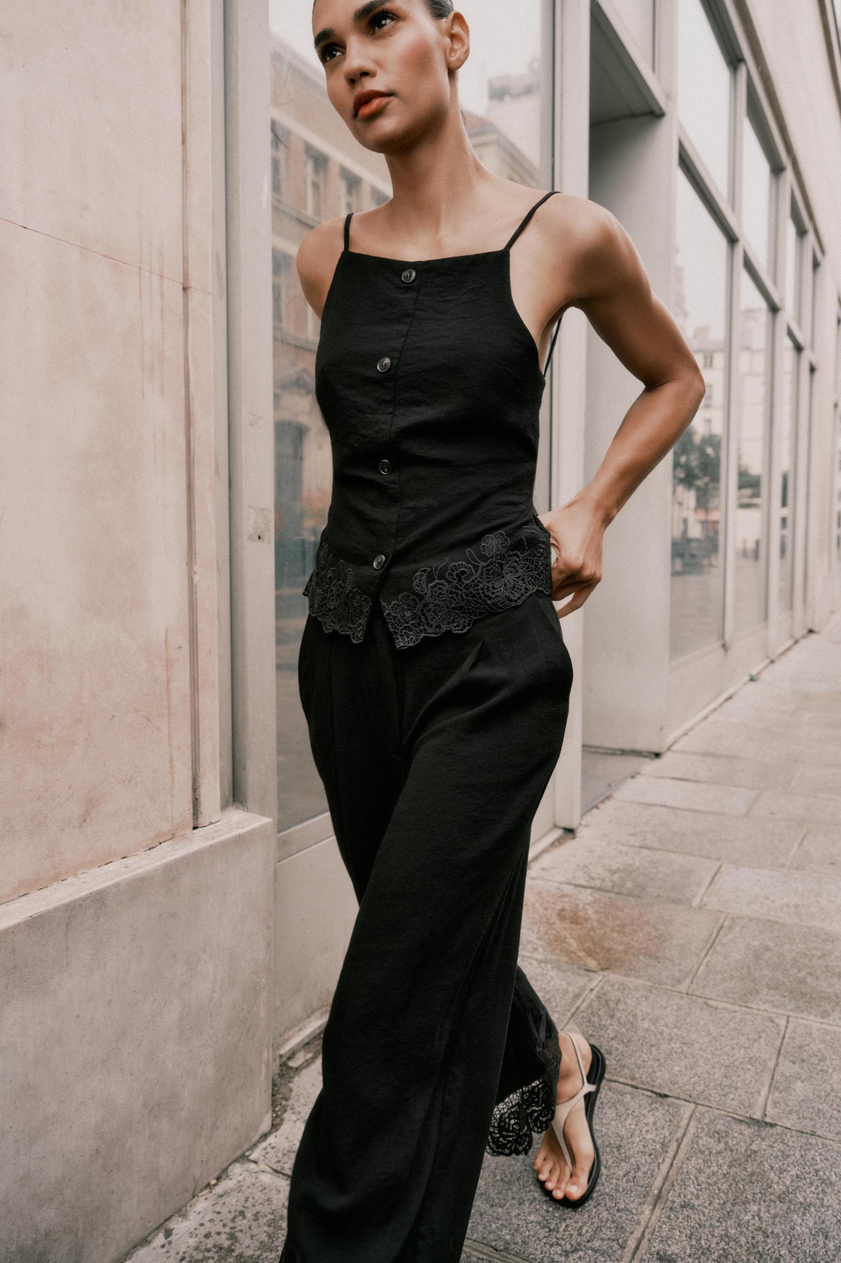 EMBROIDERED HEM CULOTTES Product Image