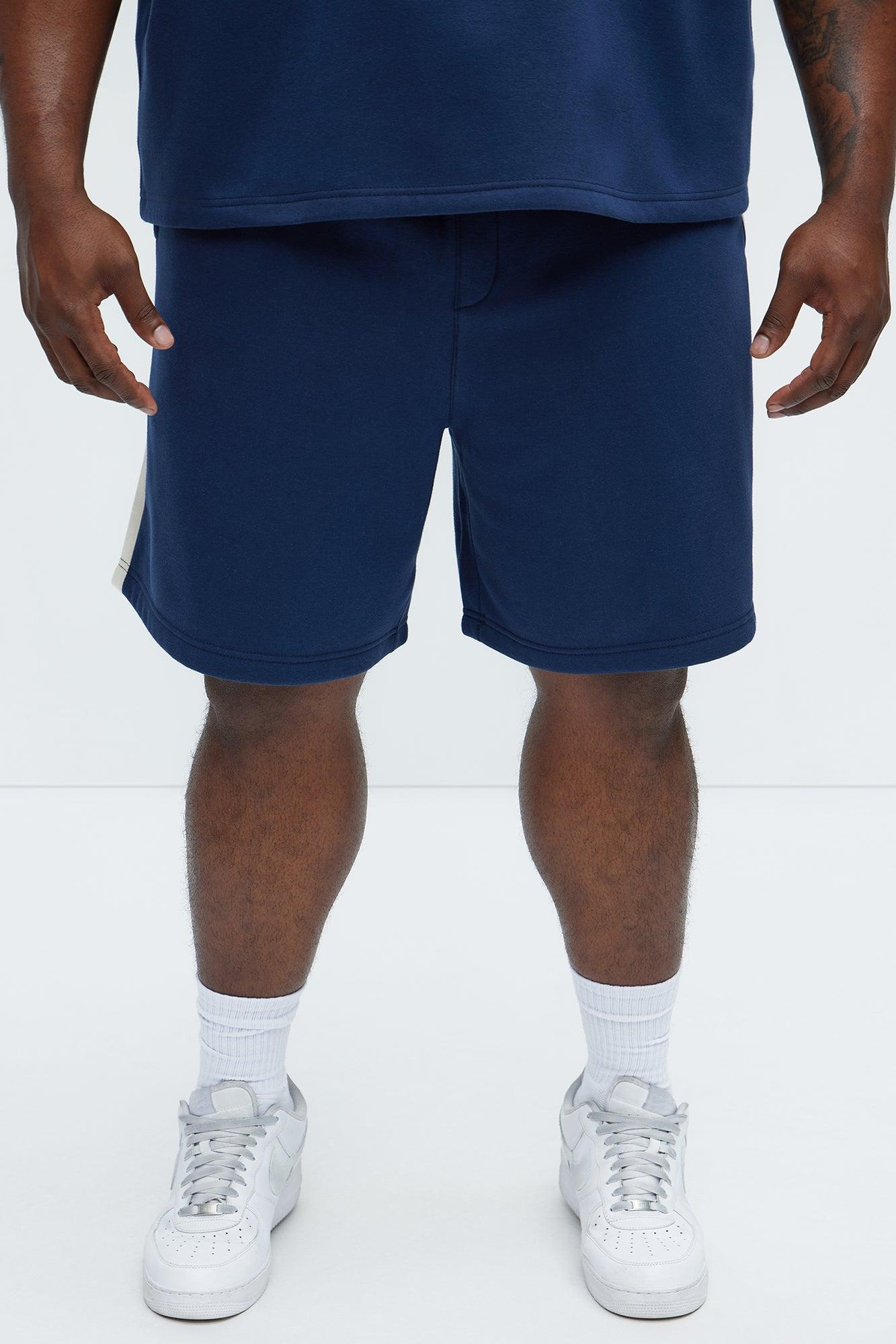 Tyson Oversized Heavyweight Striped Shorts - Navy Product Image