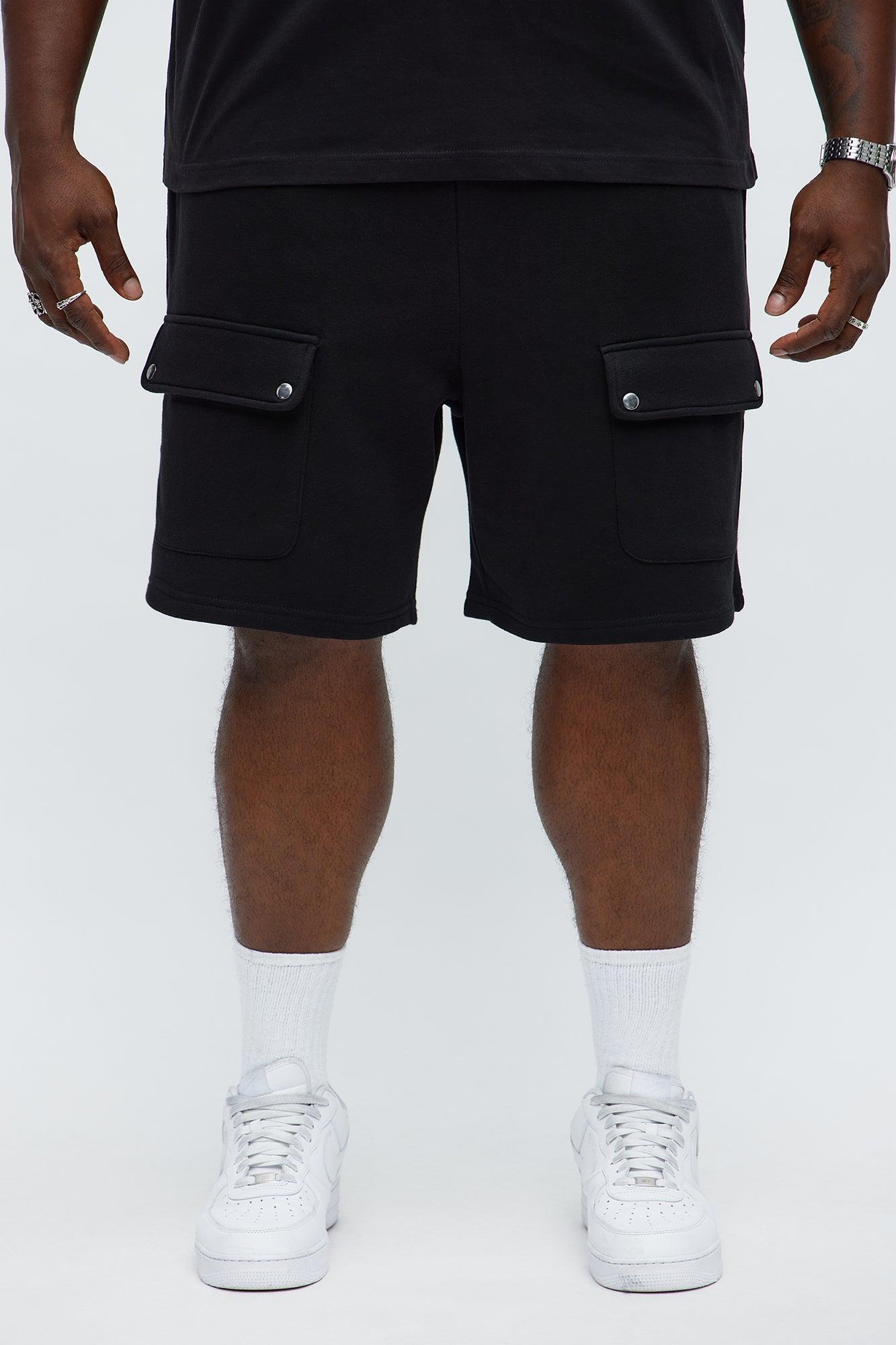 Tyson Relaxed Cargo Snap Shorts - Black Male Product Image