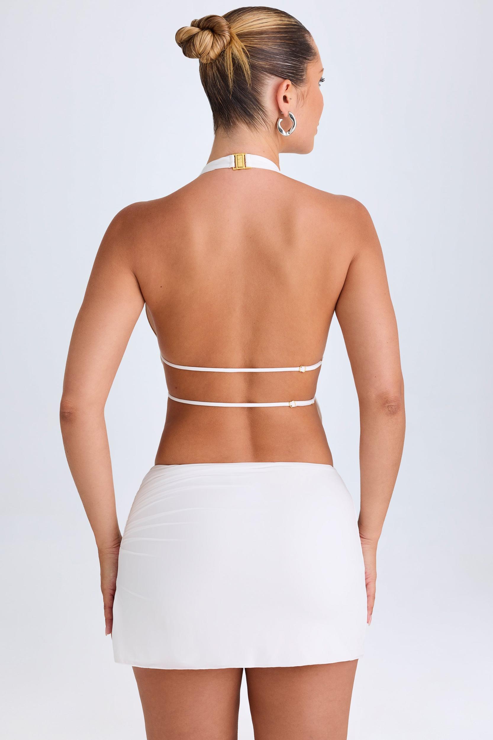 Draped A-Line Mini Skirt in White Product Image