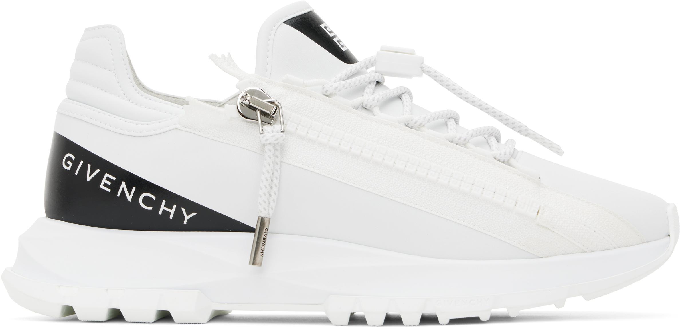 GIVENCHY Spectre Runner Leather Sneakers With 4g Side Zip Detail In White Product Image