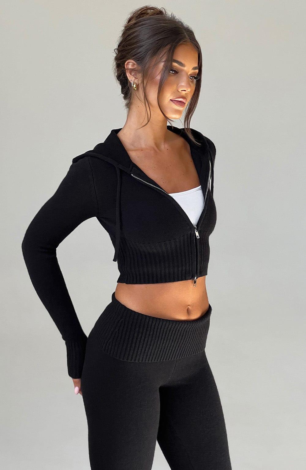 Portia Knit Hoodie - Black Product Image