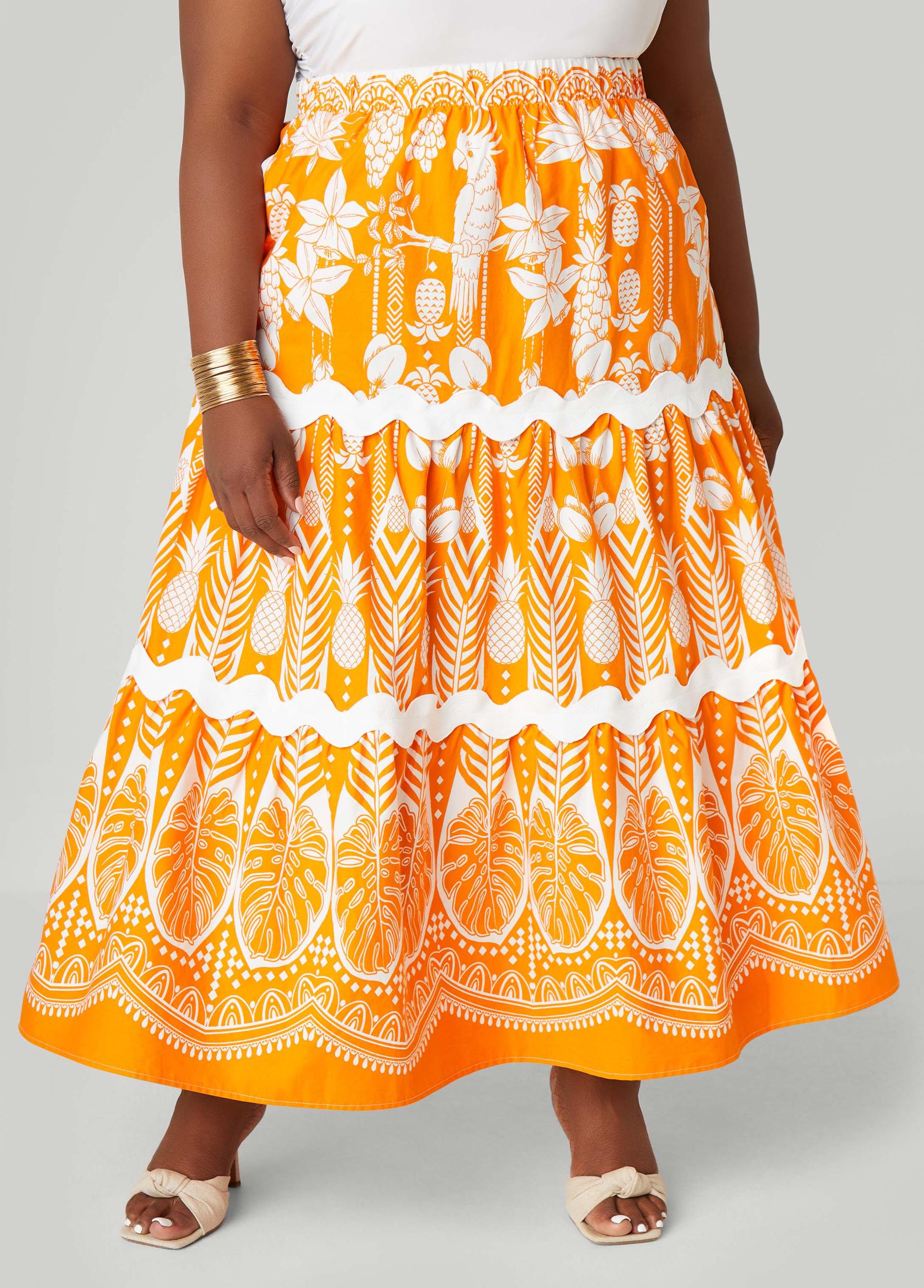 Ricrac Trimmed Floral Maxi Skirt Product Image