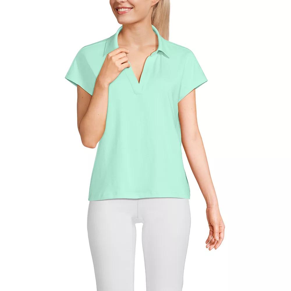 Women's Lands' End Johnny Collar Short Sleeve Polo,  Product Image