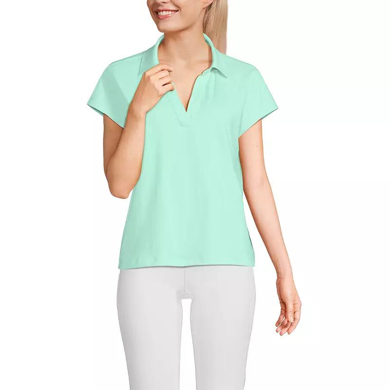 Women's Lands' End Johnny Collar Short Sleeve Polo,  Product Image