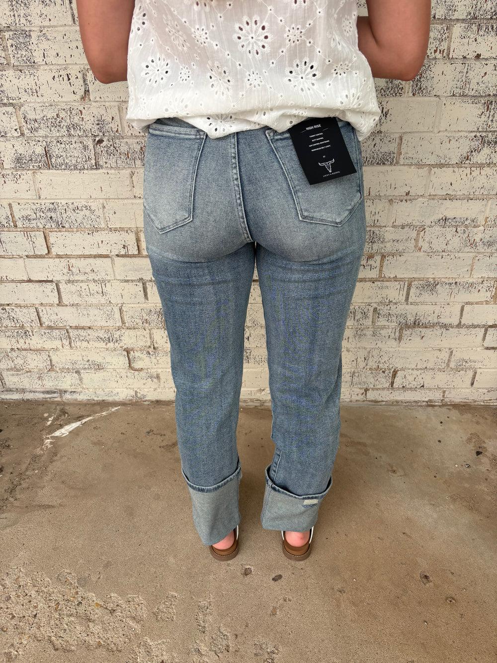 Vintage Stone Wash High Rise Distressed Cuffed Boyfriend Jeans Product Image