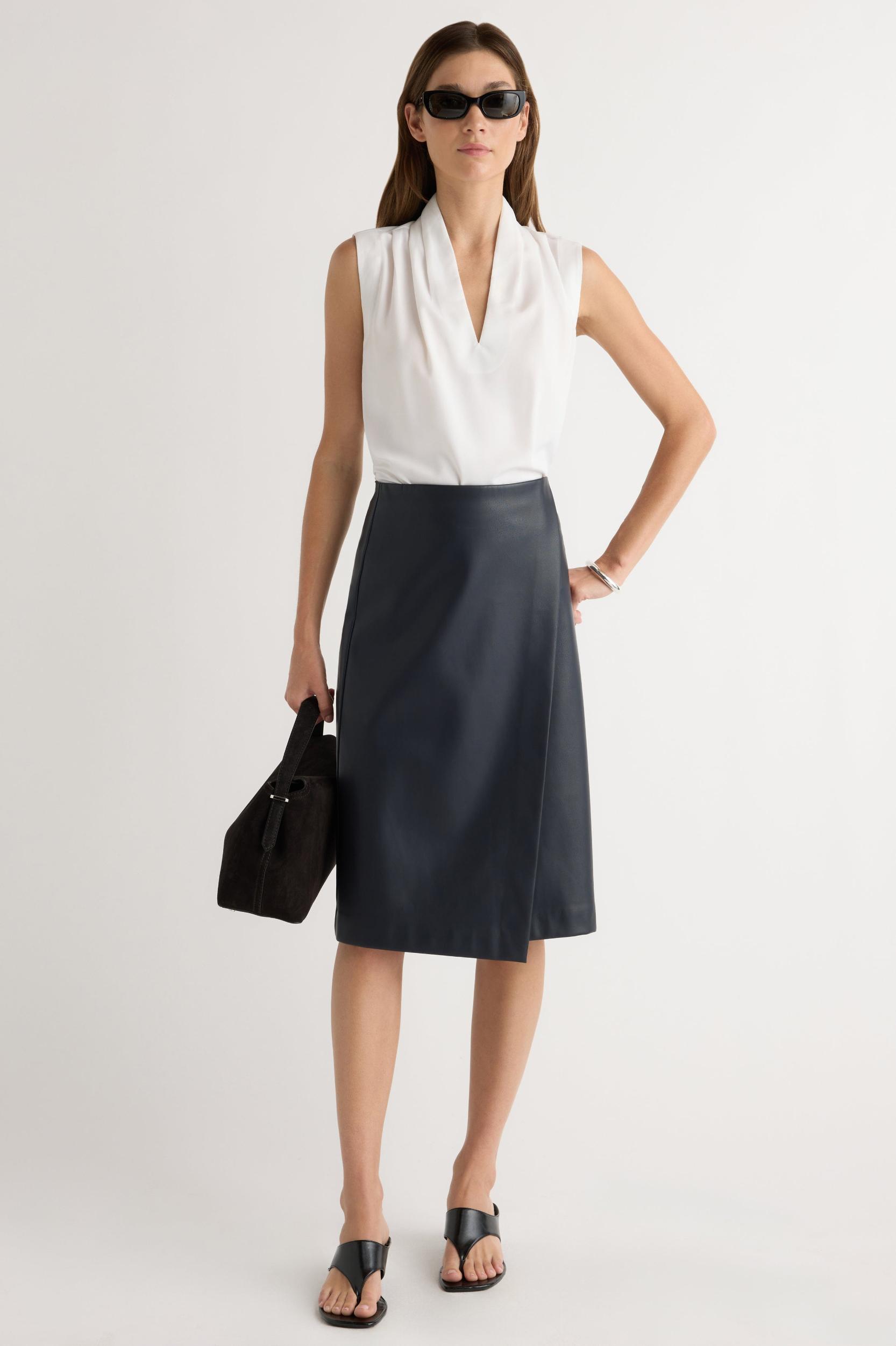 Alba Asymmetric Vegan Leather Skirt Product Image