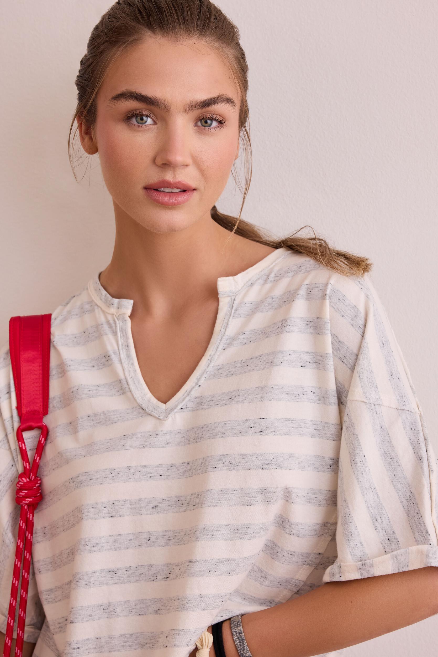 Sleek Striped Oversized Tee Product Image