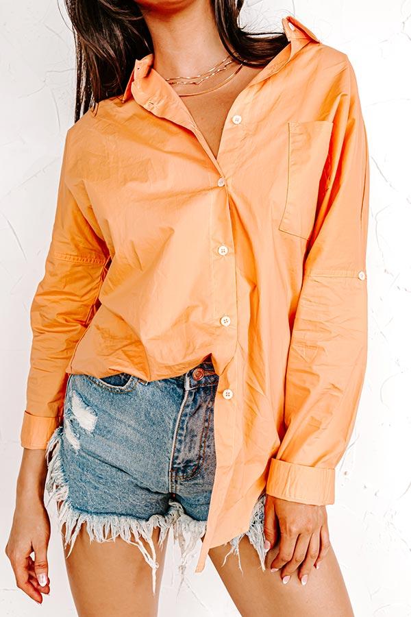 Sending Good Luck Button Up Top In Orange Product Image