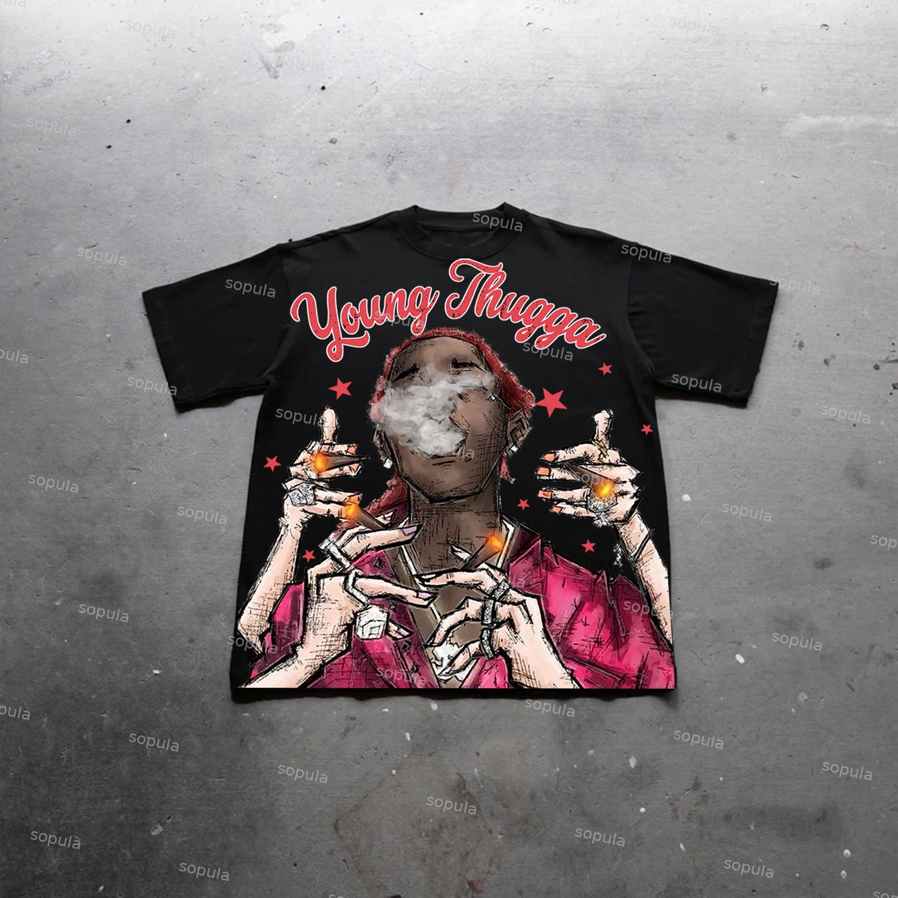 Young Thugga Vintage Graphics Print Cotton T-Shirt Product Image