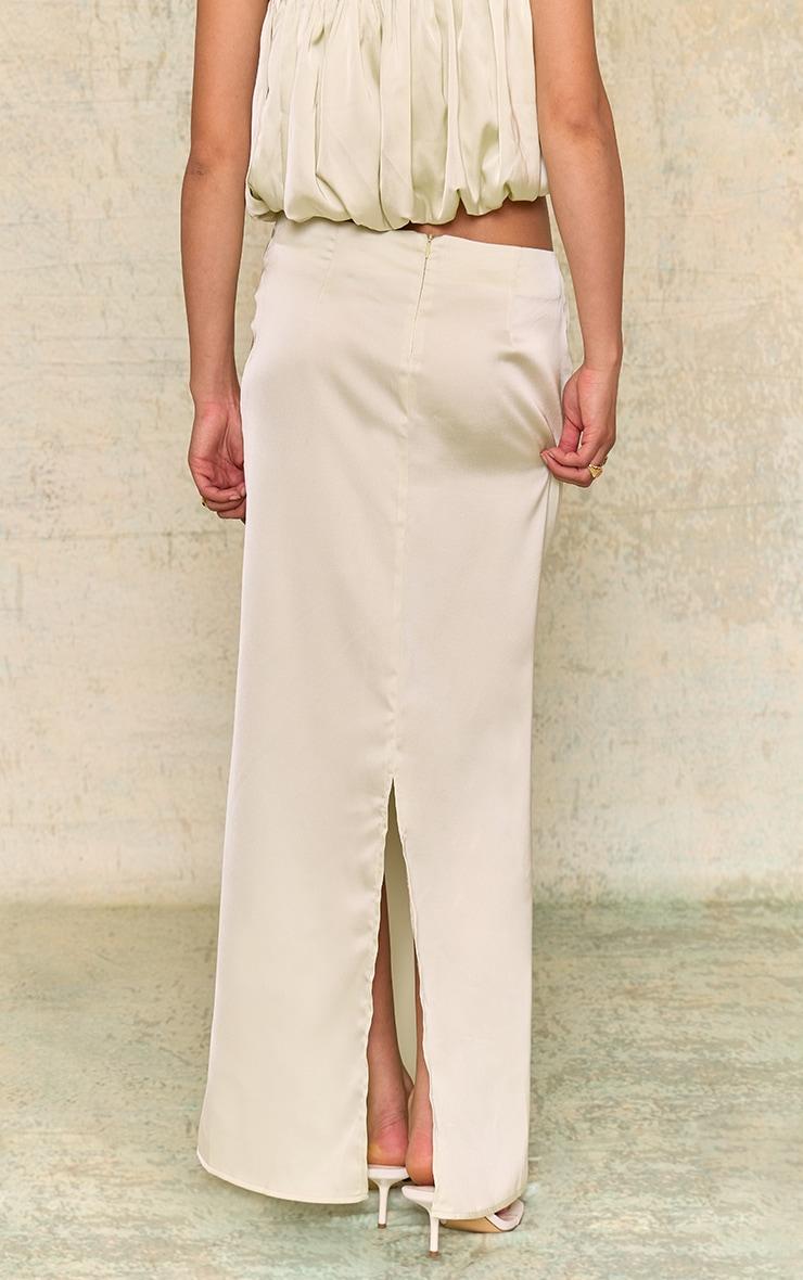 Mint Green Satin Mid Rise Maxi Skirt Product Image