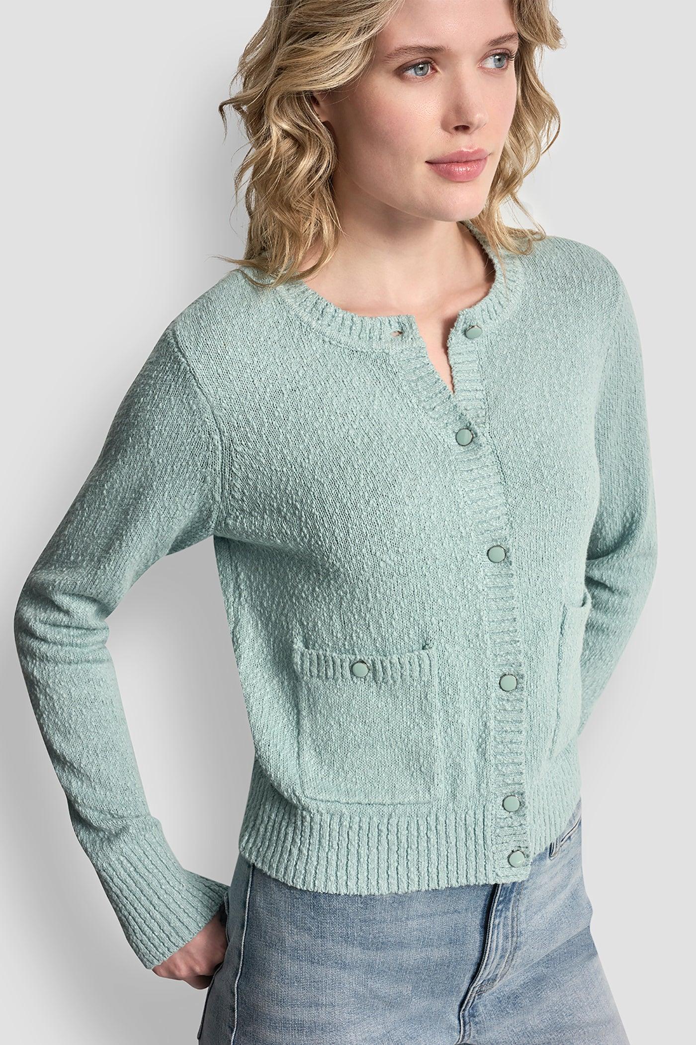 CREW NECK CARDIGAN WITH PATCH POCKETS Product Image