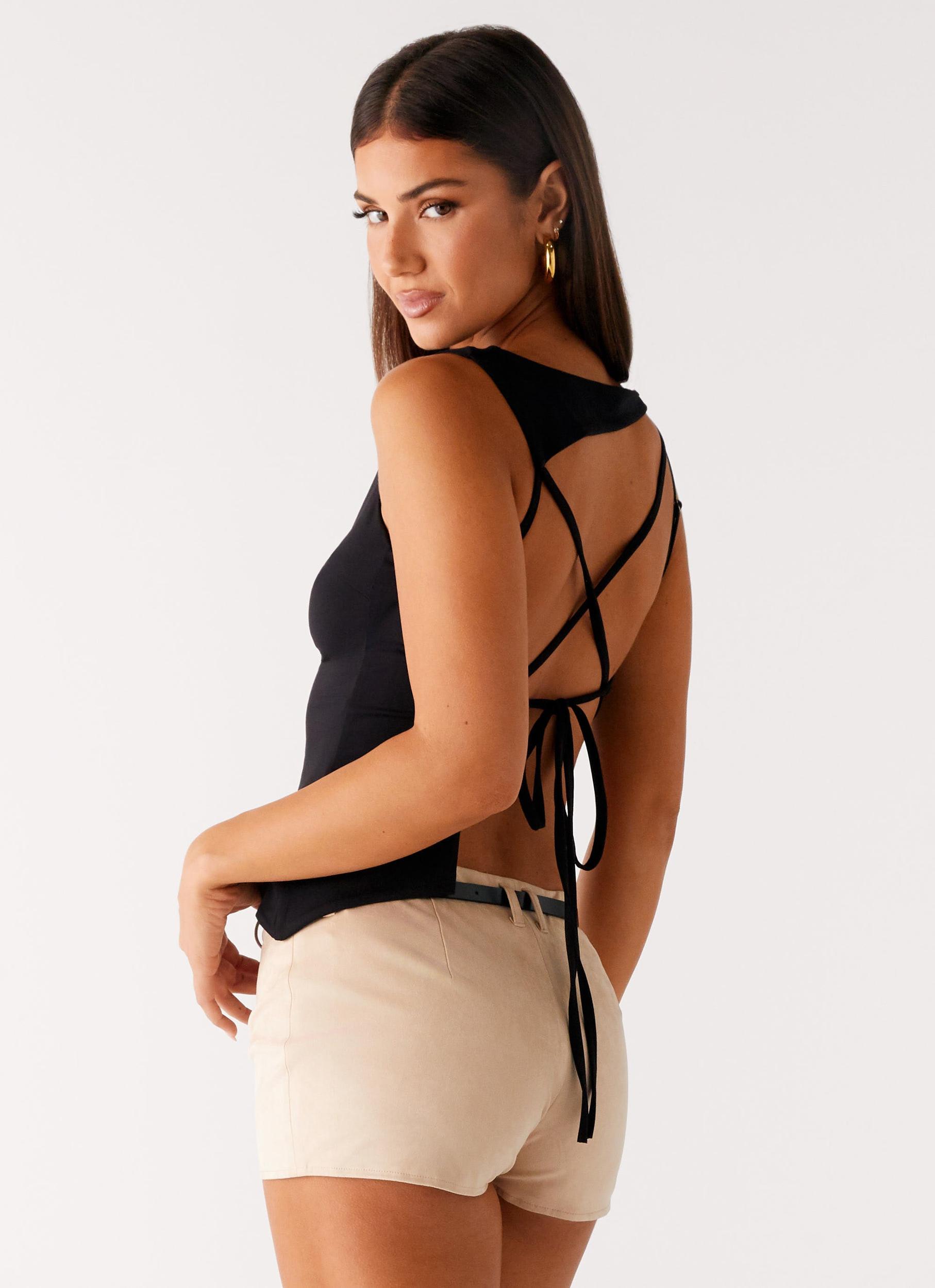 Elevate Tie Back Top - Black Product Image