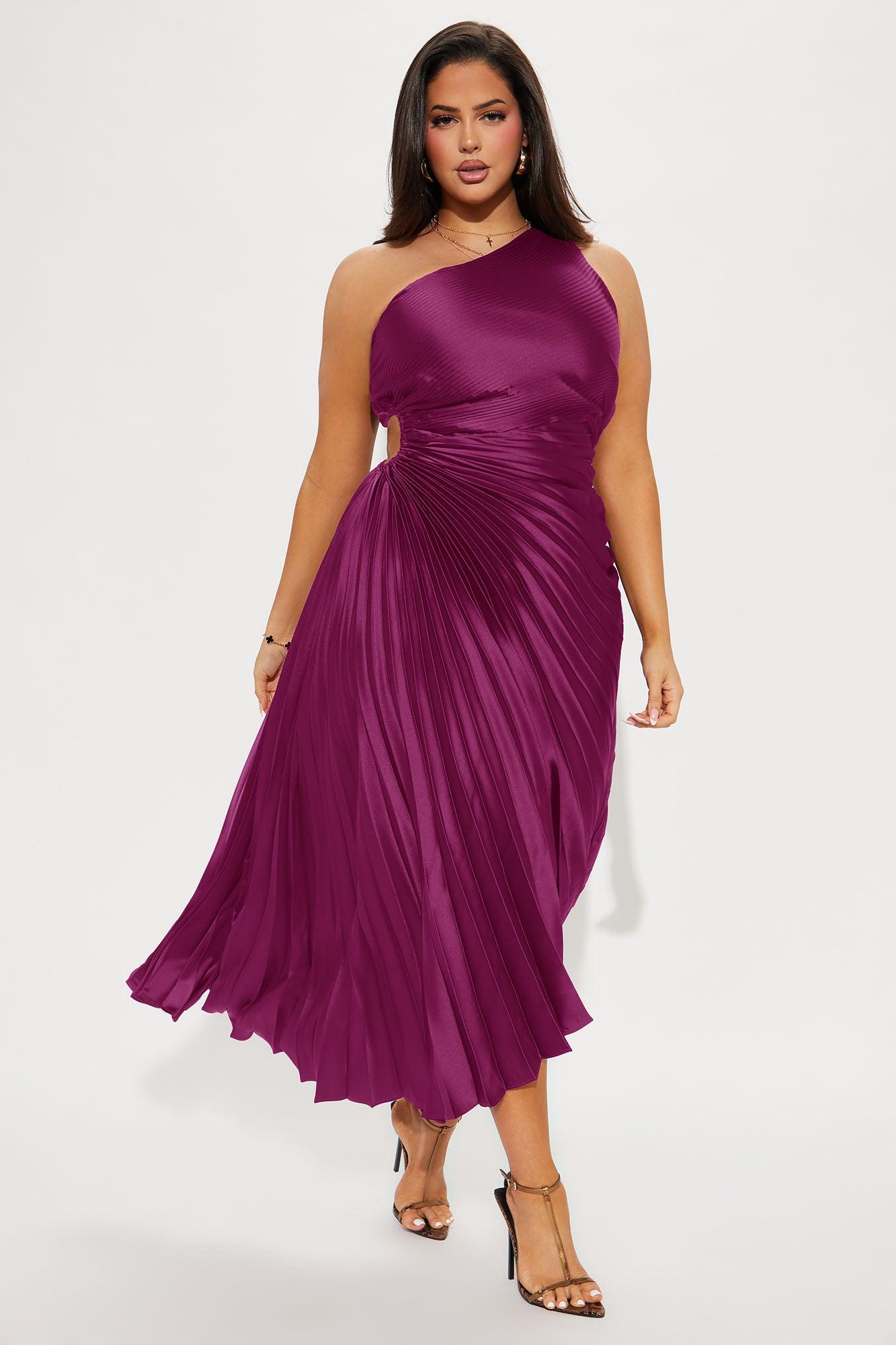 Belle Satin Maxi Dress - Magenta Female Product Image