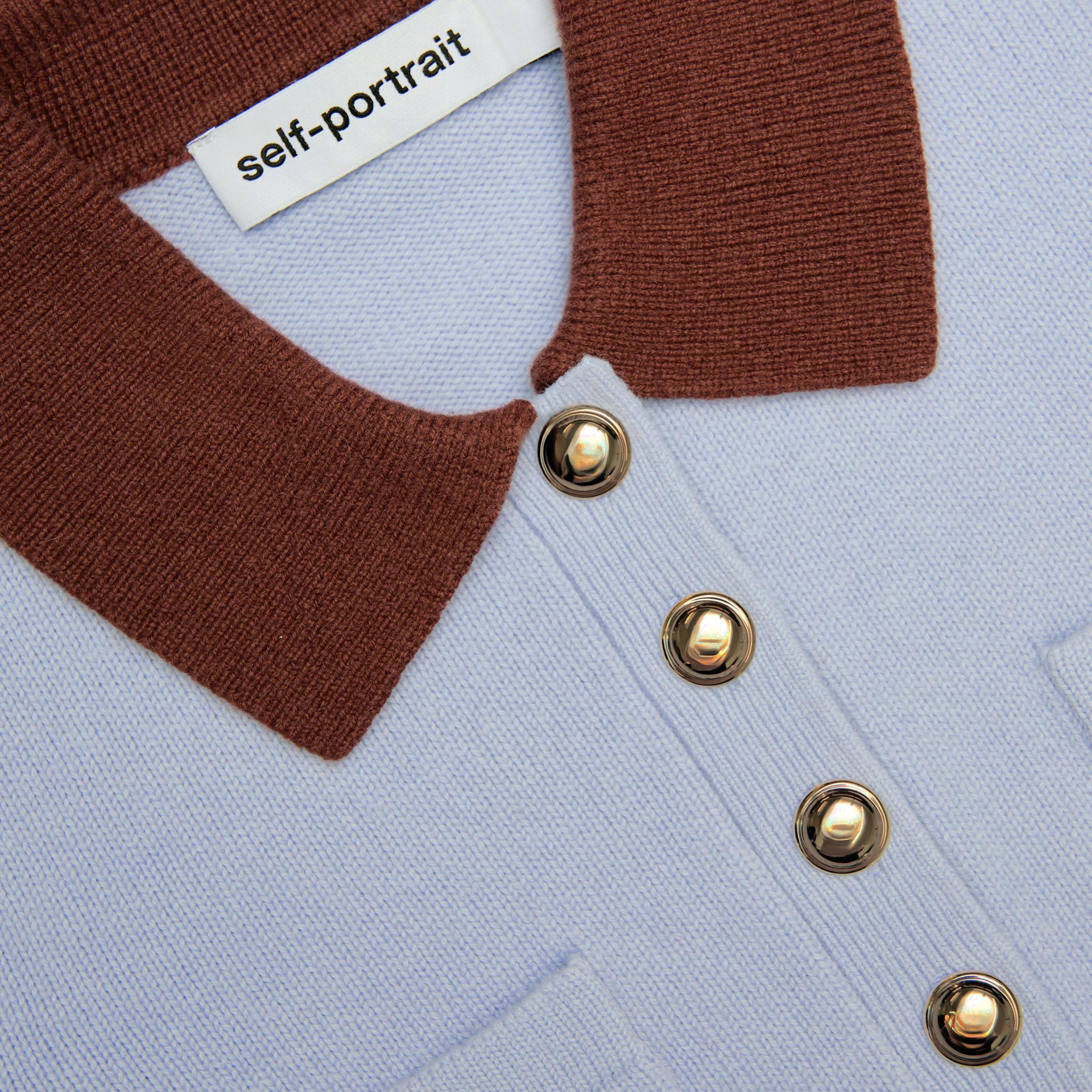 Blue Contrast Collar Knit Top Product Image