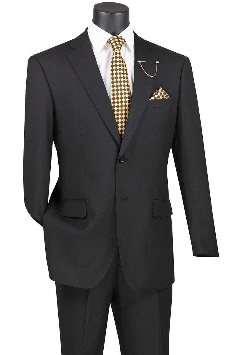 Nola Collection - Black Regular Fit 2 Piece Suit With Adjustable Waistband Pants Product Image