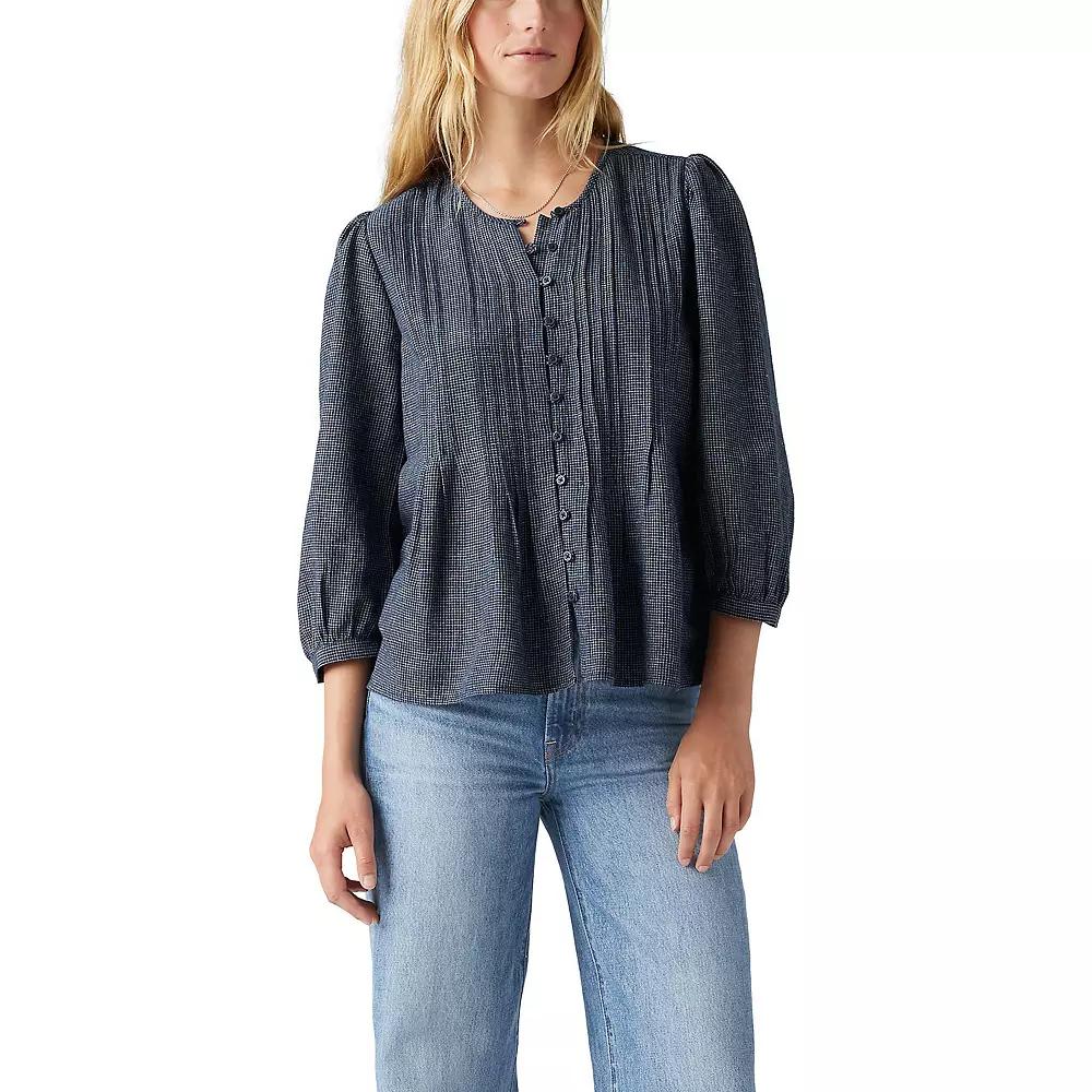 Women's Levi's® Gina Balloon Sleeve Blouse, Size: Medium, Liza Plaid Blue Blazer Product Image