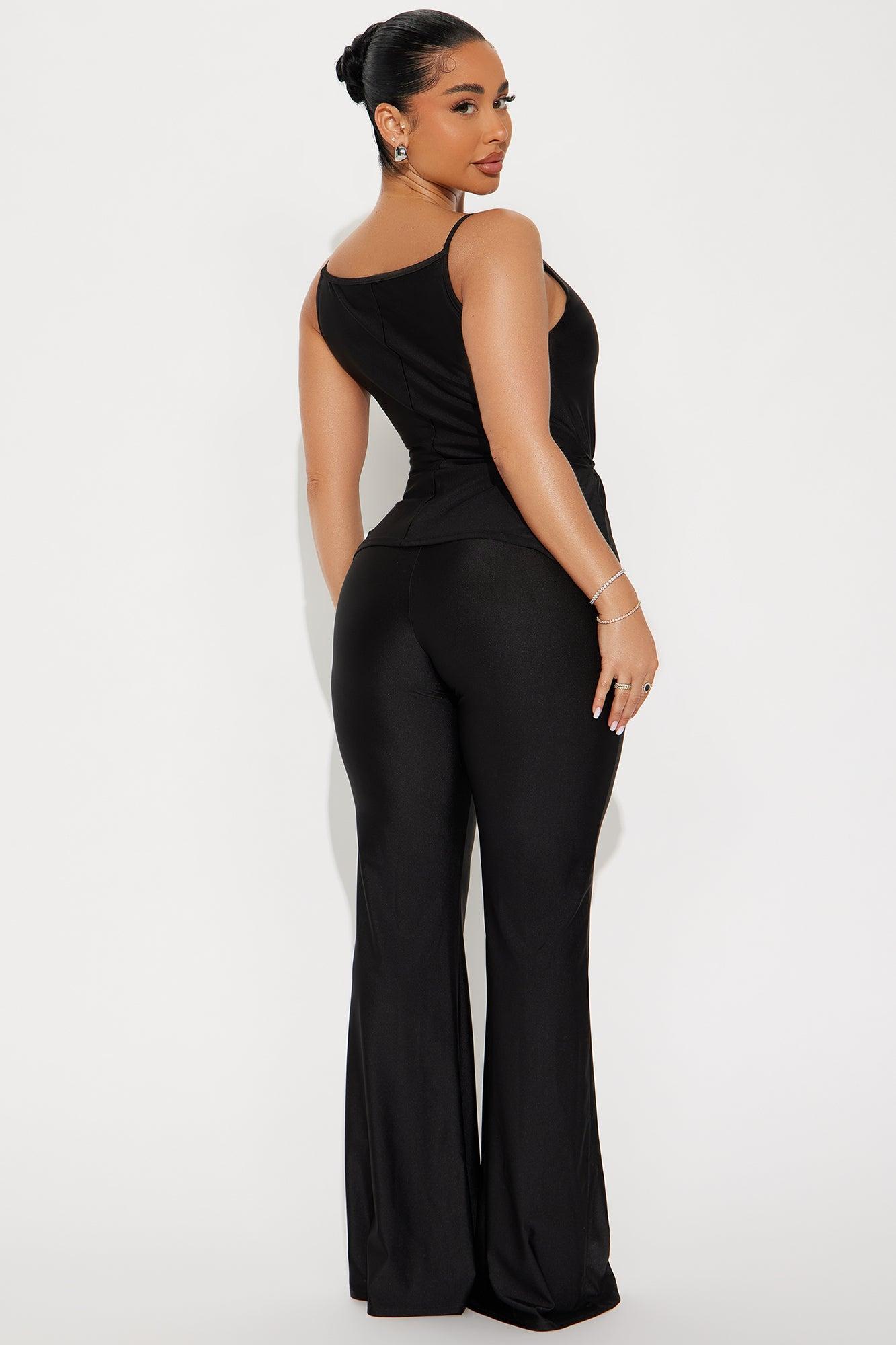 Emma Satin Pant Set - Black Product Image