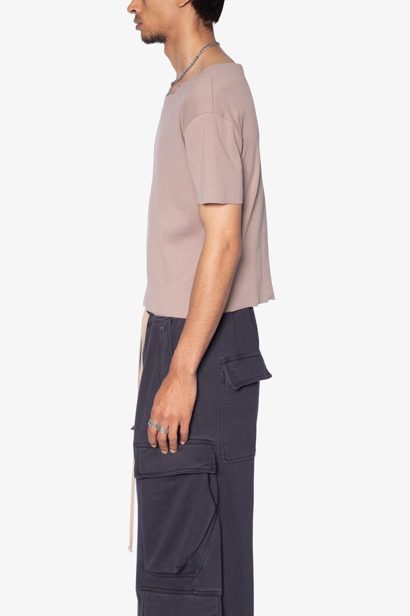 Fitted Ribbed Tee - Mauve Product Image