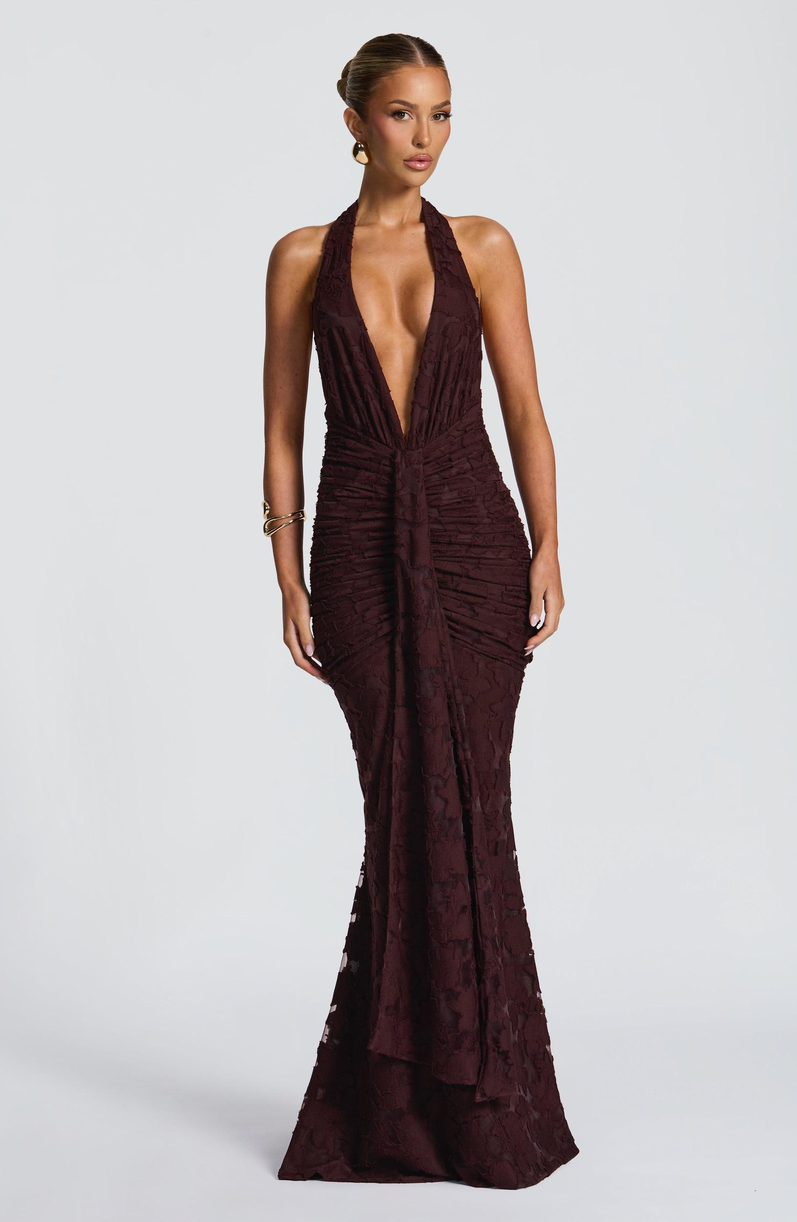 Guinevere Maxi Dress - Plum Brown Product Image