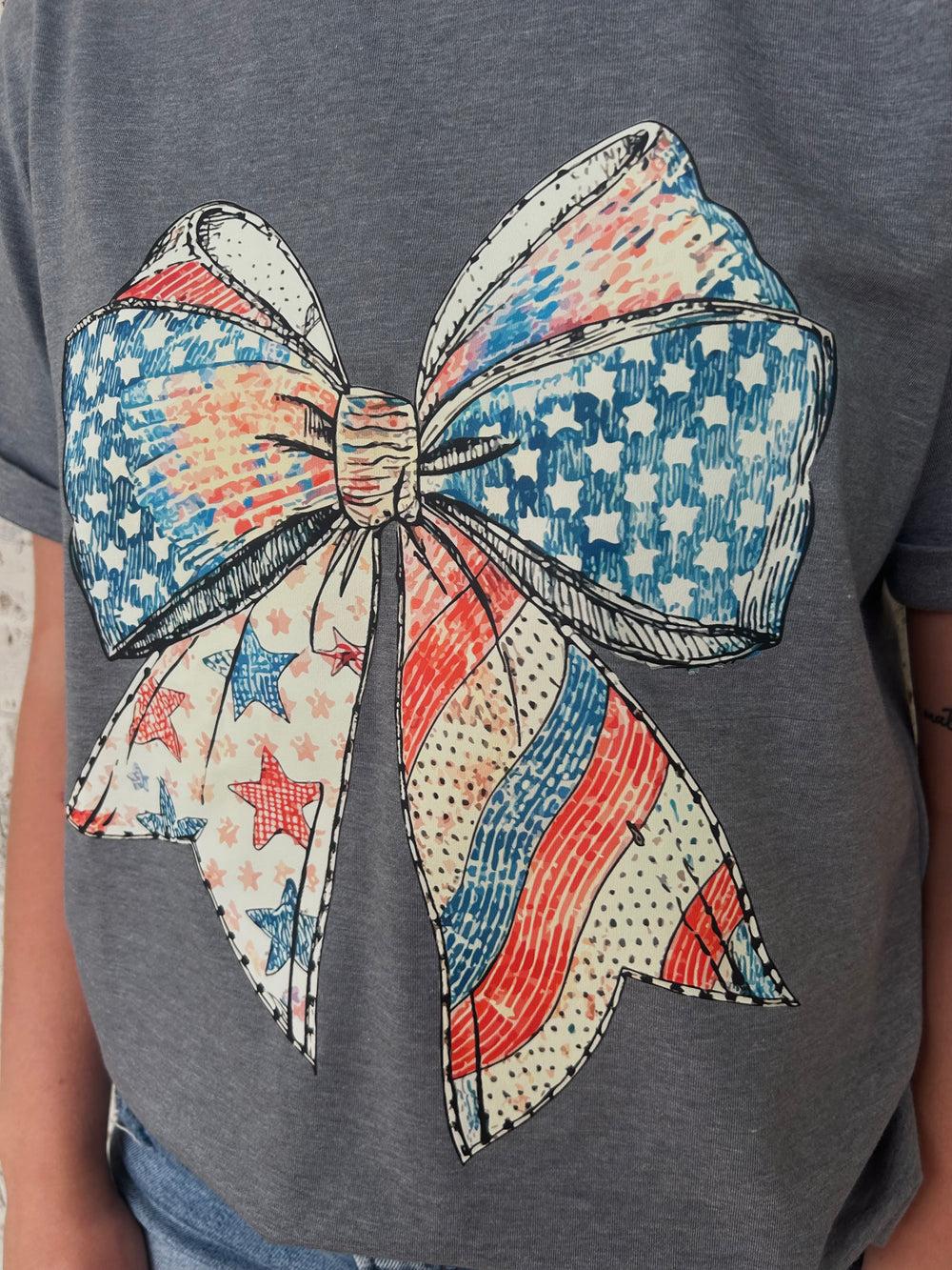 US Flag Bow Graphic Tee Product Image