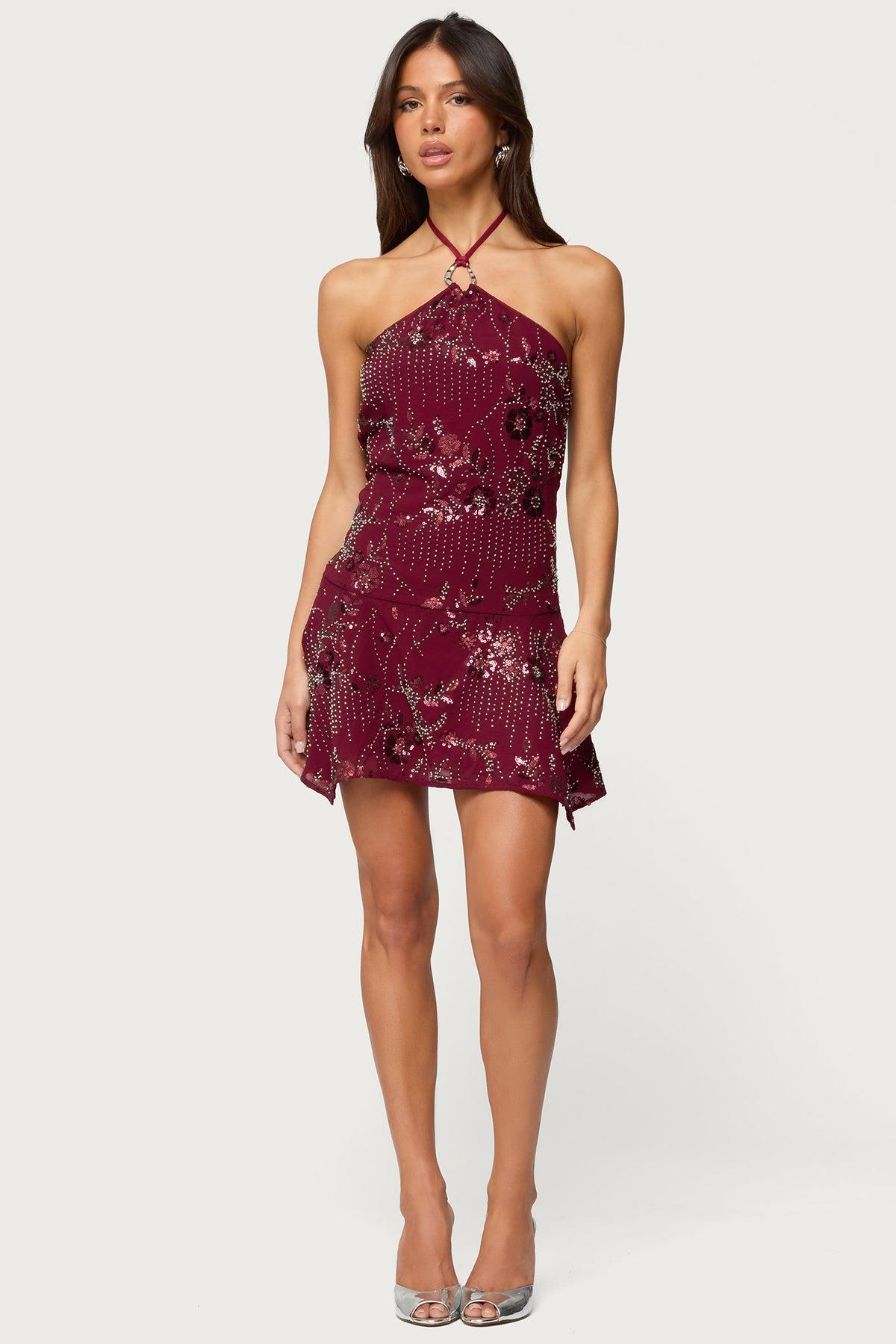 Adria Bead & Sequin Mini Dress Product Image