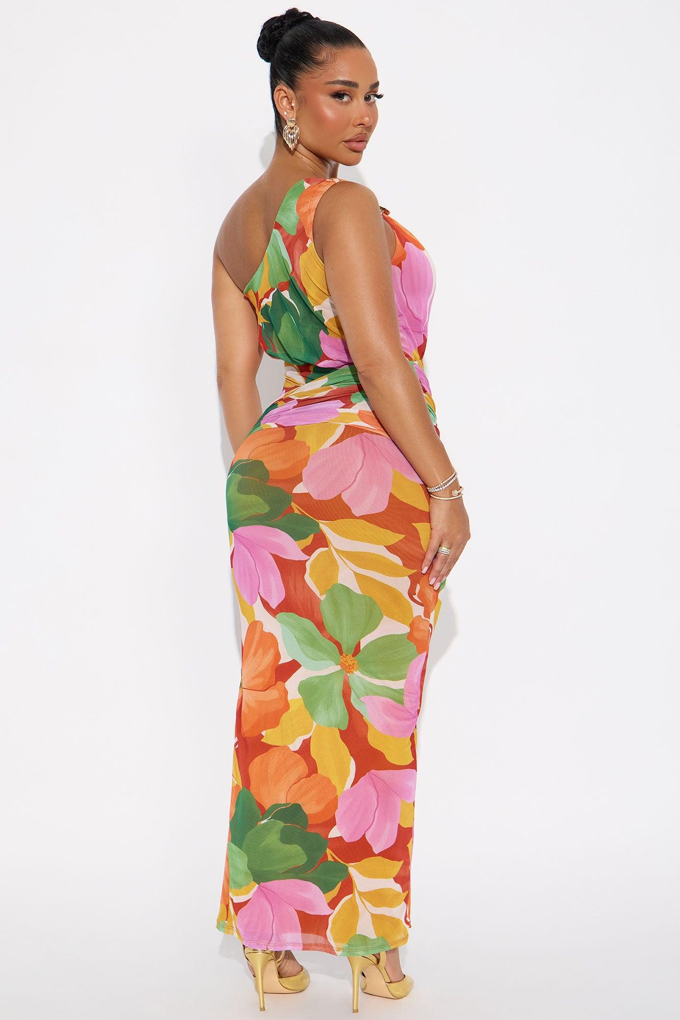 Khloe Floral Mesh Maxi Dress - Multi Color Female Product Image
