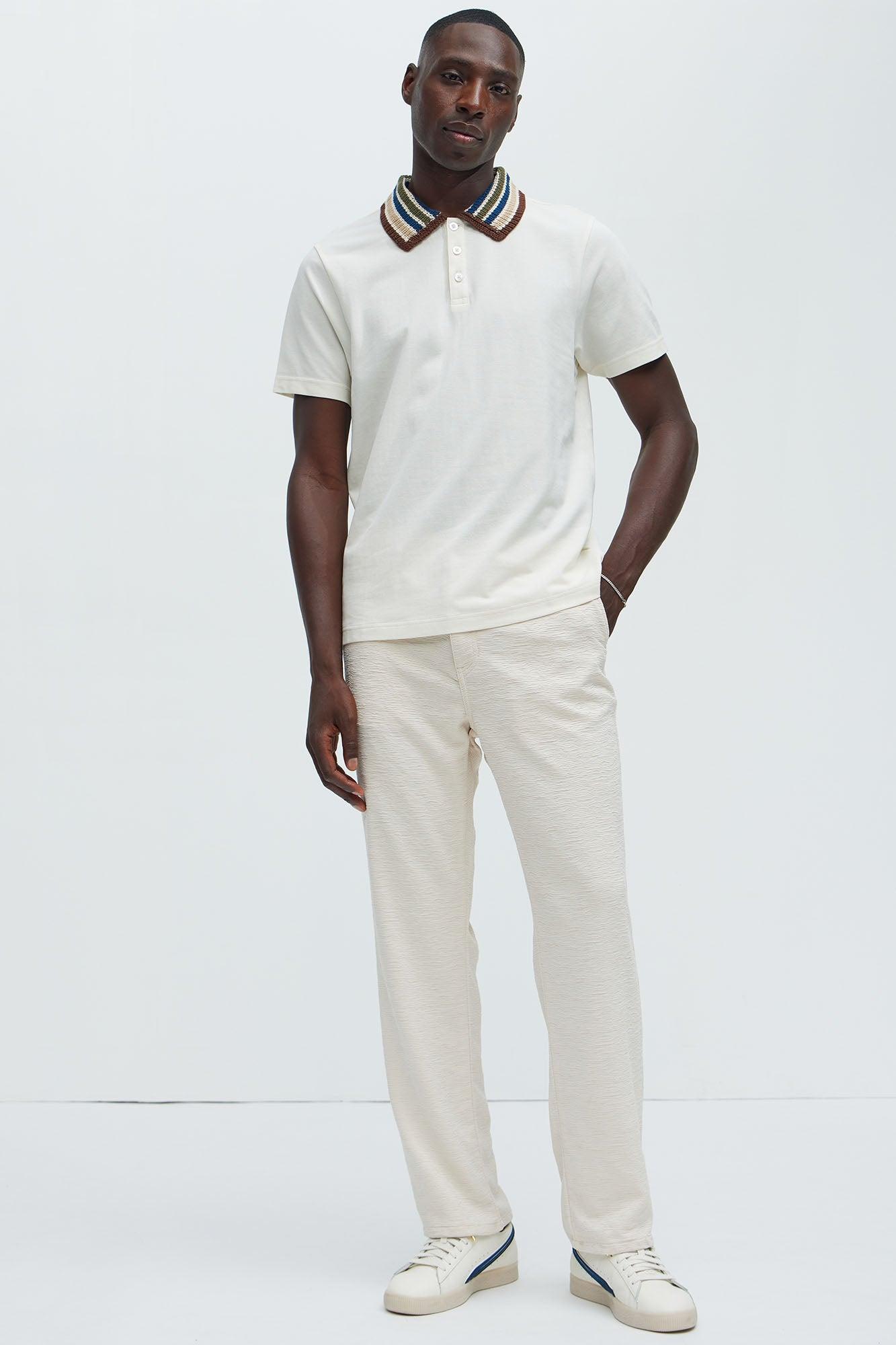 Blaze Textured Straight Pants II - Cream Product Image