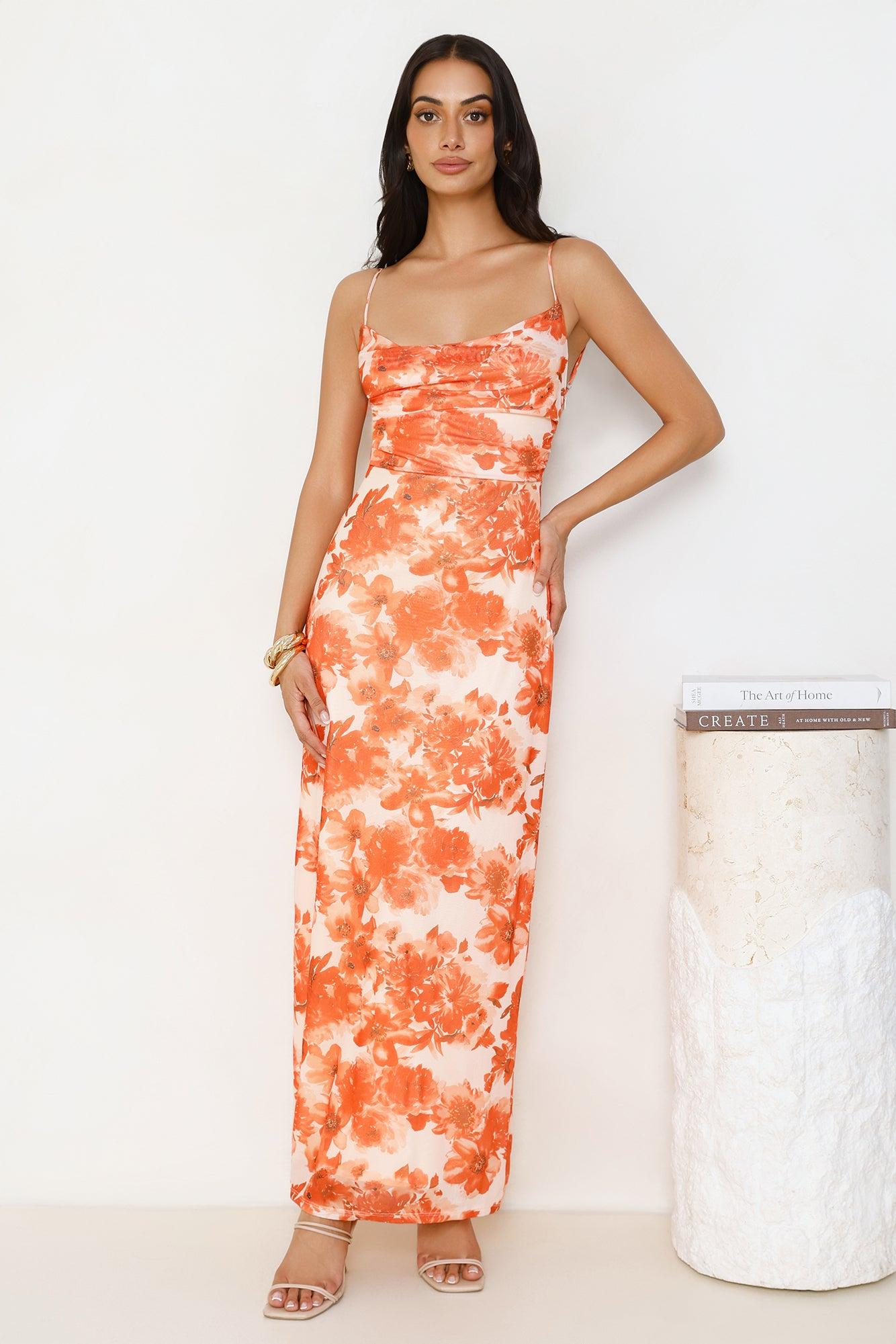 Fabulous Details Mesh Maxi Dress Orange Product Image