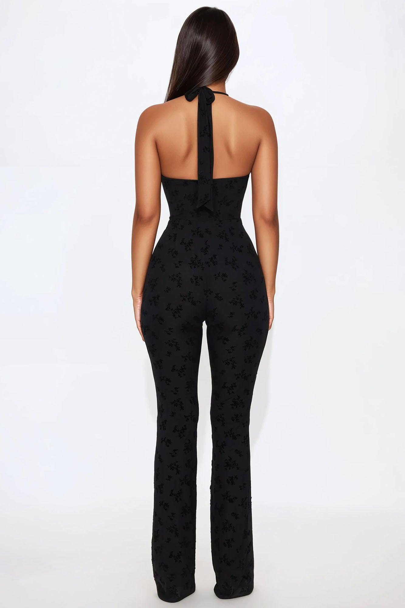 Julia FlockedJumpsuit - Black Product Image