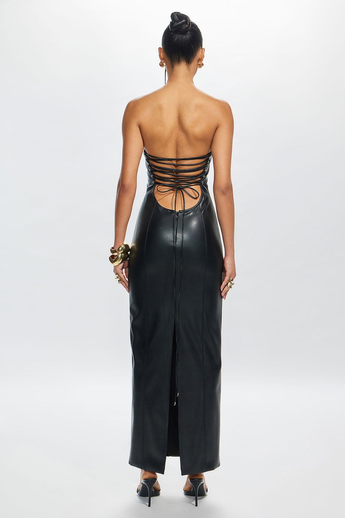 Scarlette Faux Leather Maxi Dress - Black Product Image
