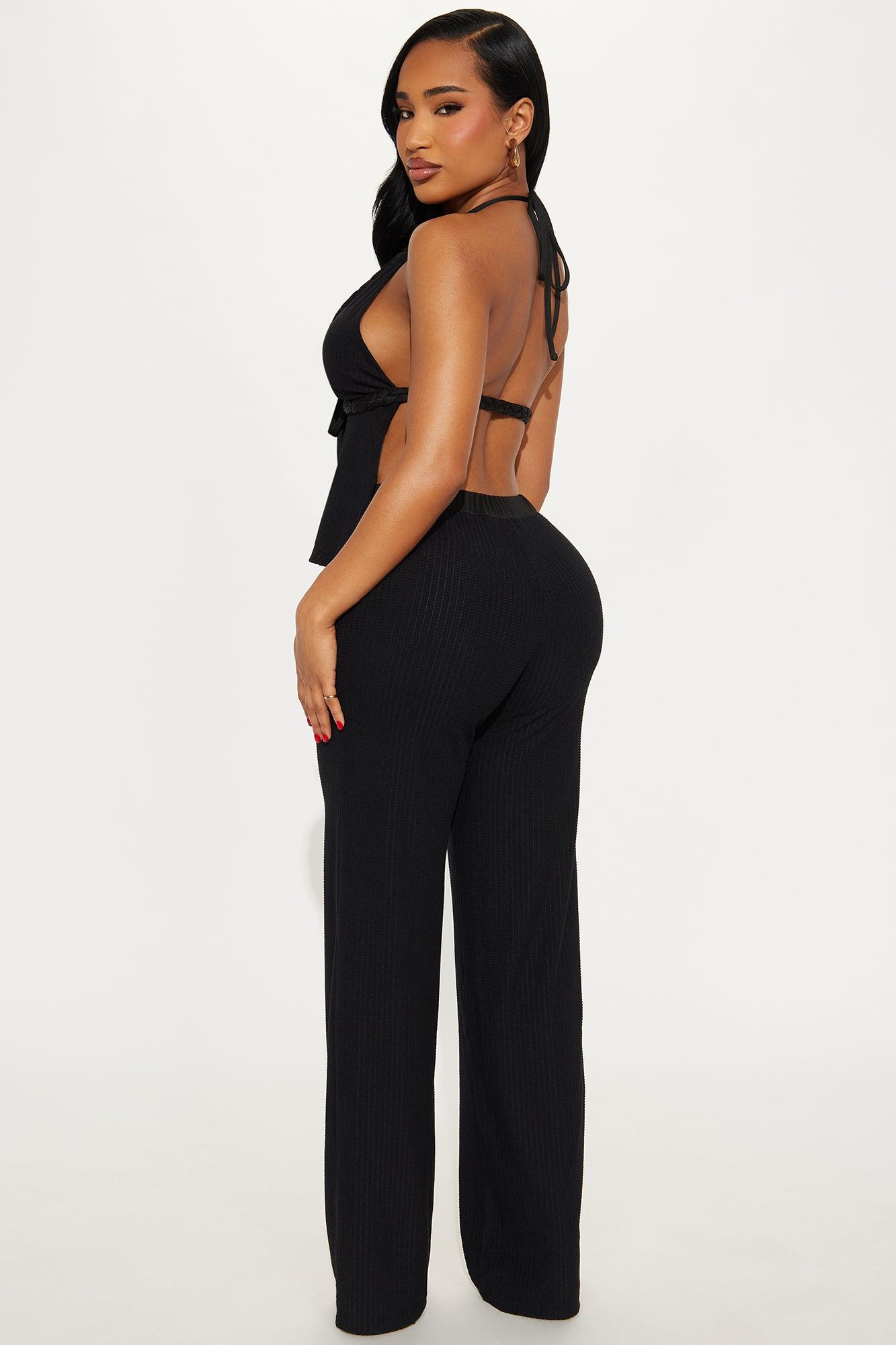 Ready For Vacation Wide Leg Pant Set - Black Product Image