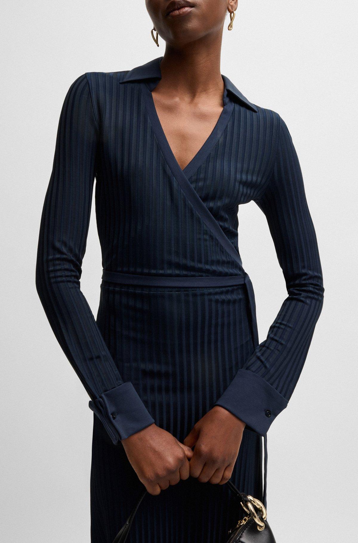 Wrap dress in lustrous ribbed jersey Product Image