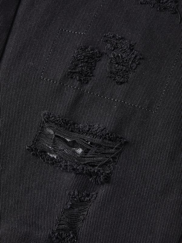 Men's Letter Embroidery Ripped Loose Jeans Product Image