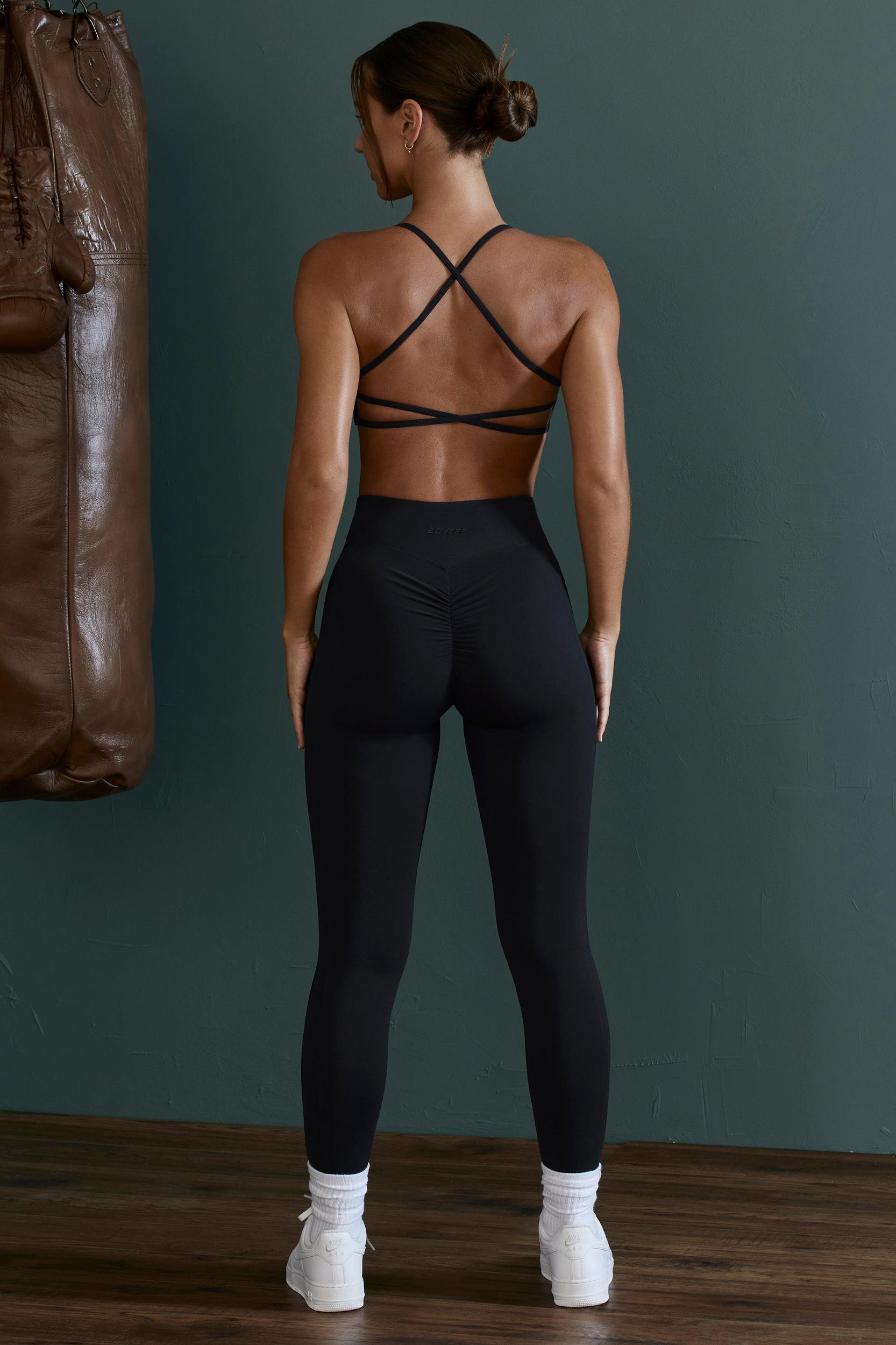 Lightweight Seamless Wrap-Over High-Waist Leggings in Black Product Image