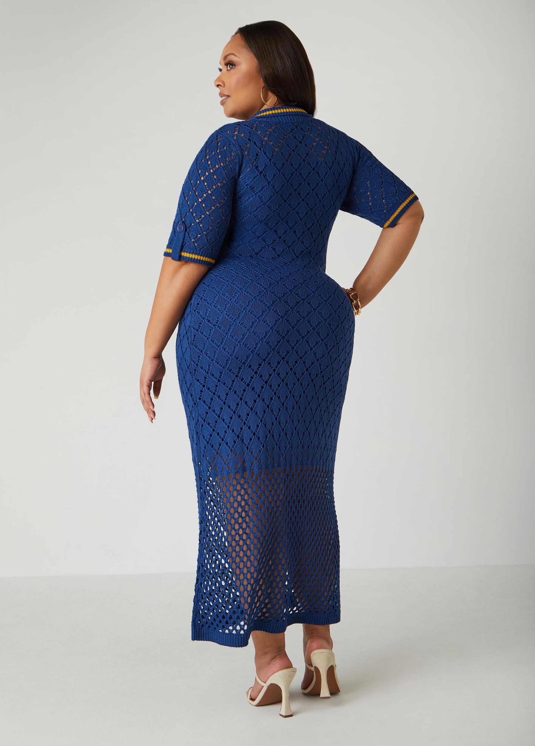 Pointelle Knit Polo Maxi Dress Product Image