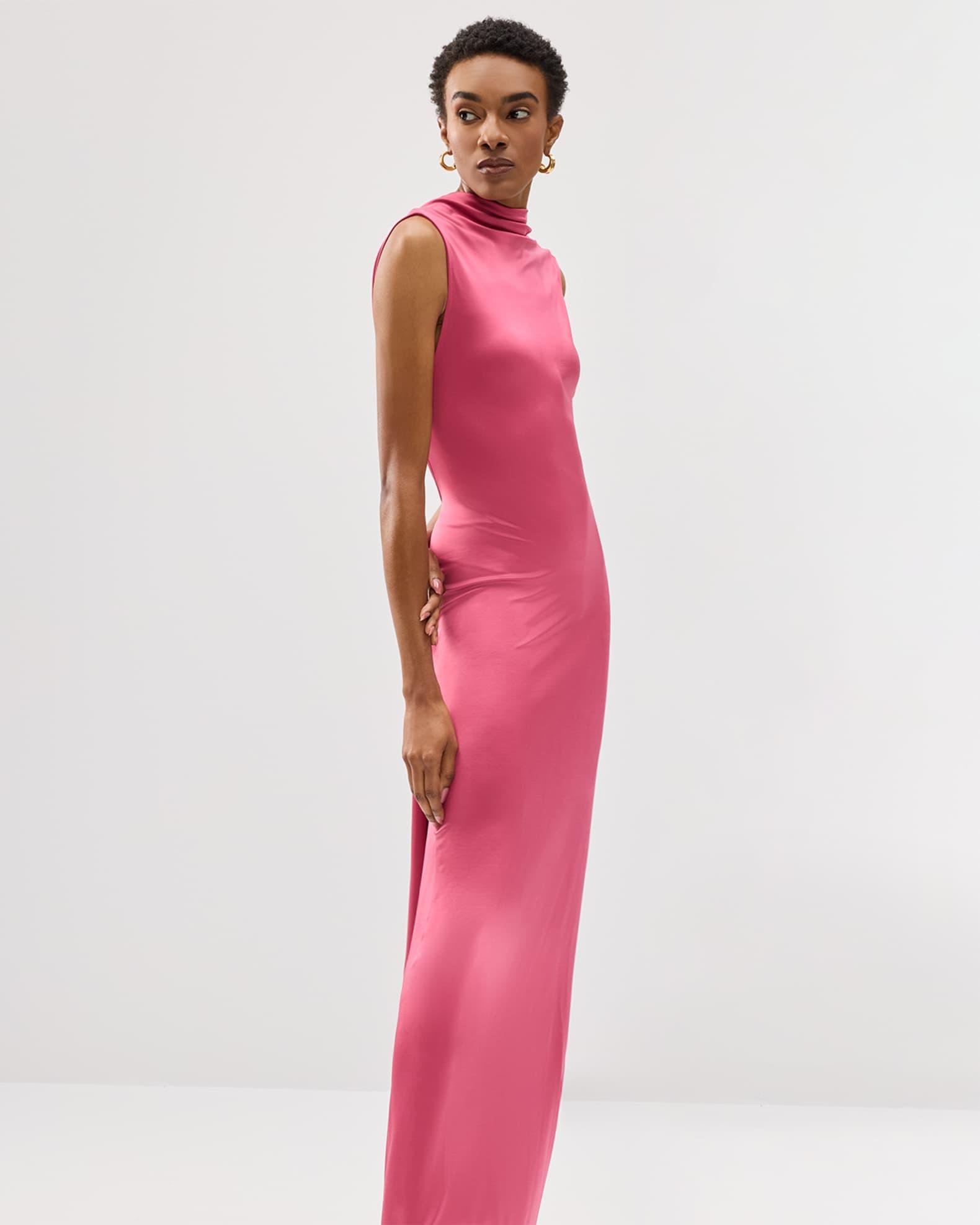 Draped Cutout Twist-Back Column Gown Product Image