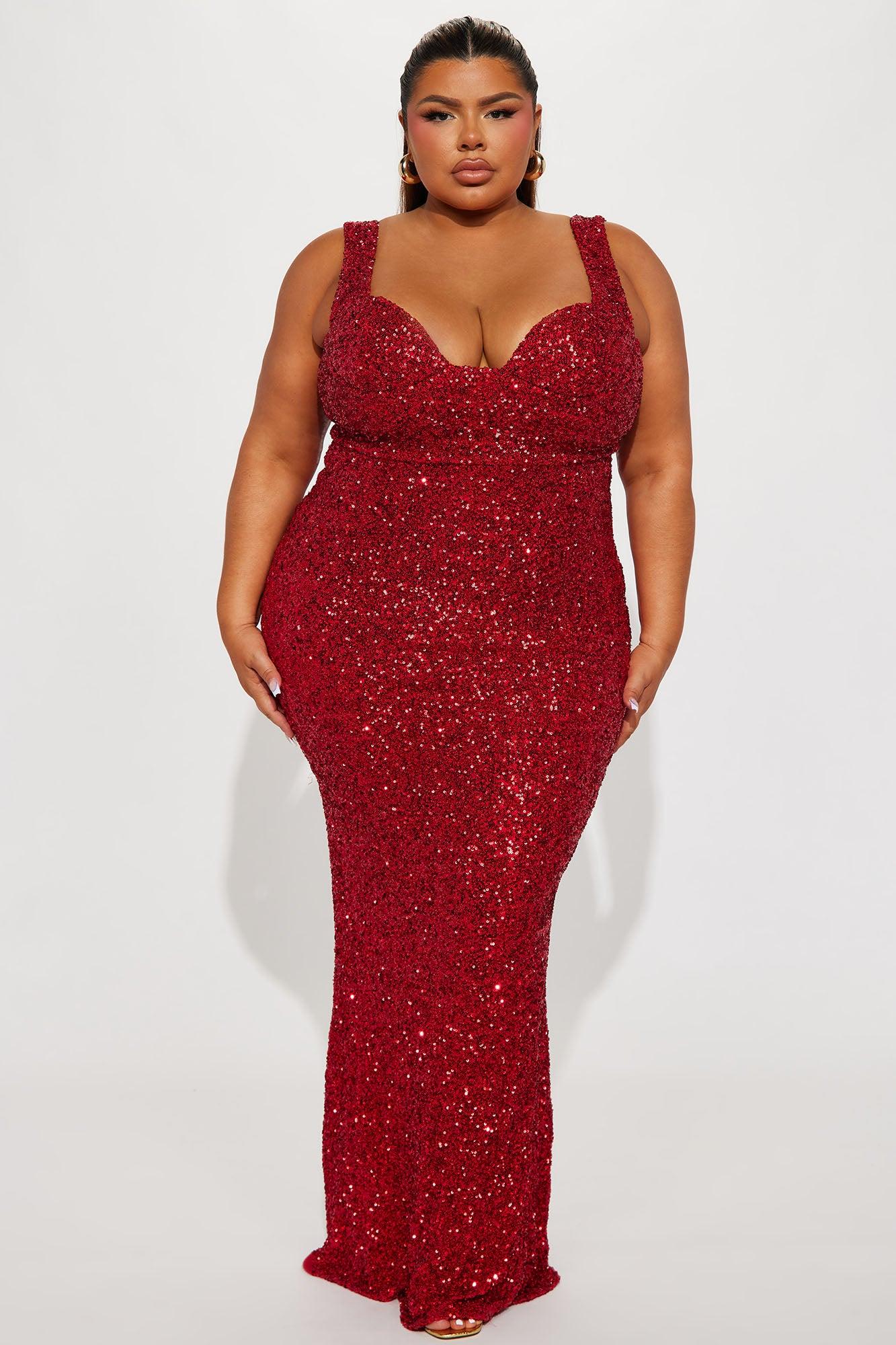 Alora Sequin Maxi Dress - Red Product Image