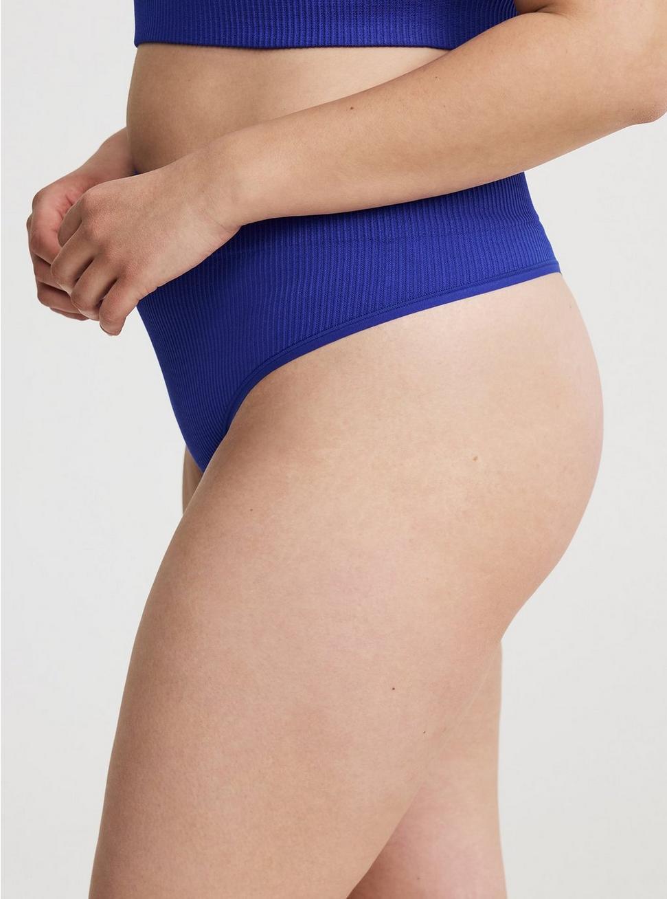 Seamless Ribbed High-Rise Thong Panty Product Image