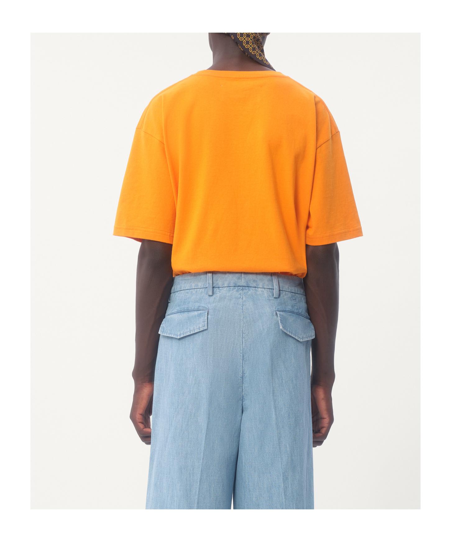 VALENTINO Cotton T-shirt With Chez Print In Orange Product Image