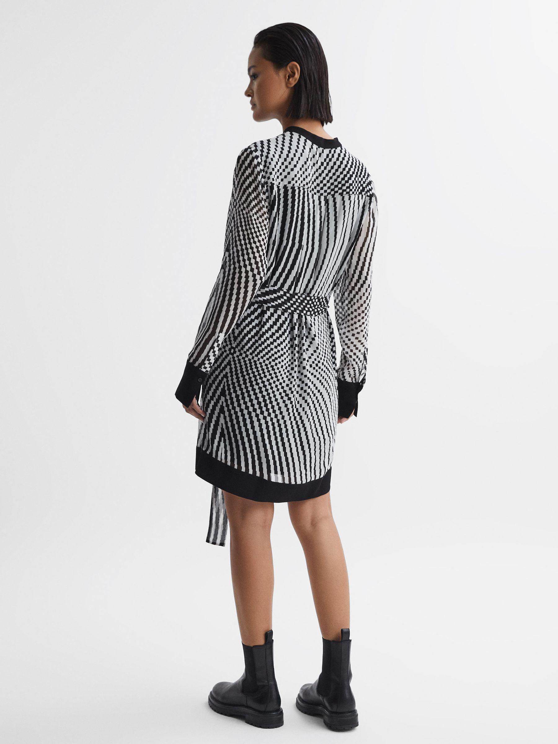 Check Belted Mini Dress in Black/White Product Image