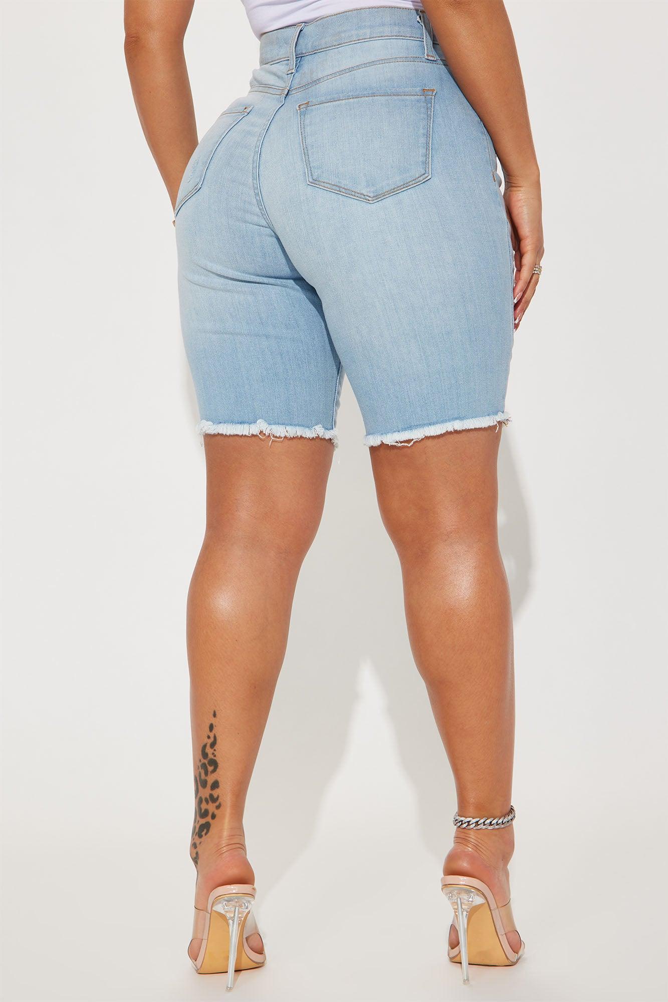 Tight Squeeze Lux Stretch Denim Bermuda Shorts - Light Wash Product Image