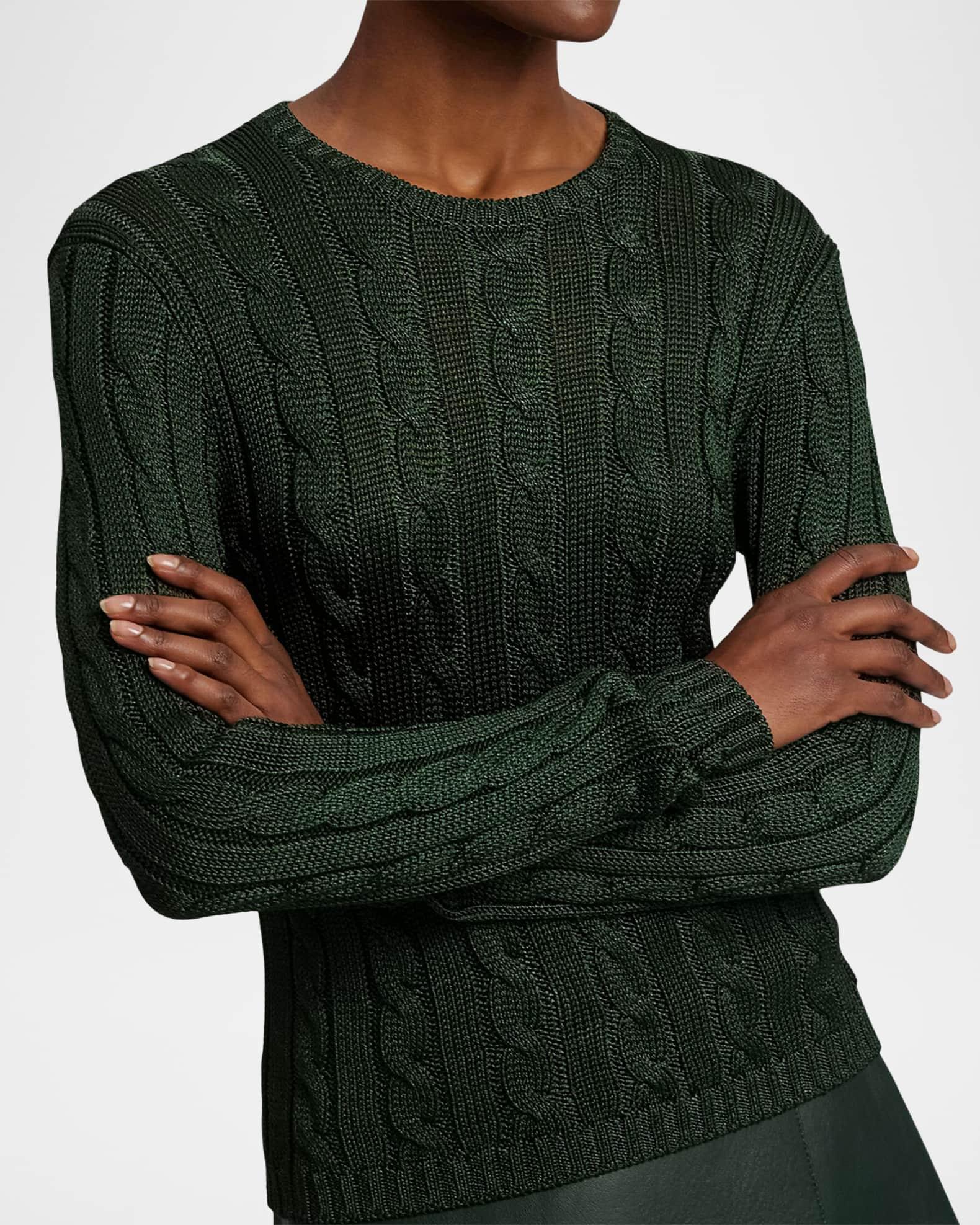 High Shine Cable Knit Crewneck Sweater Product Image